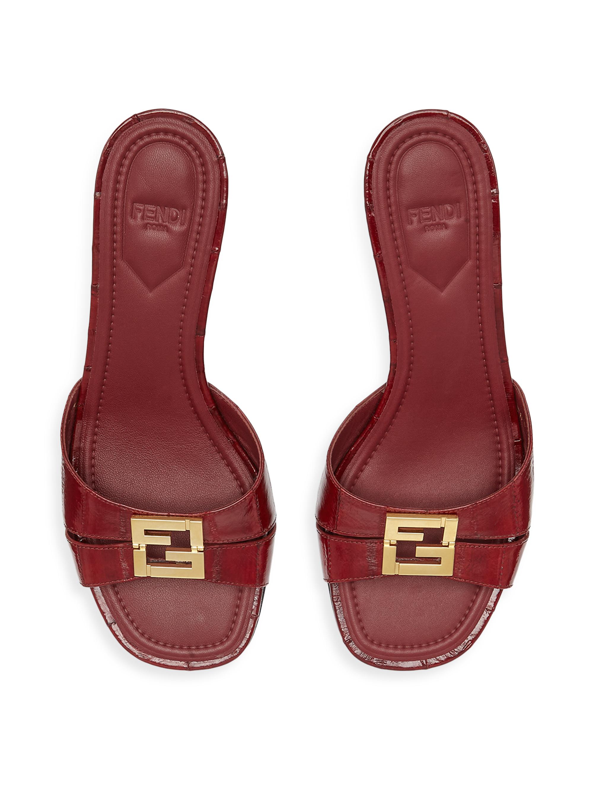 Fendi Fold 55MM Eel Skin Mules | Saks Fifth Avenue