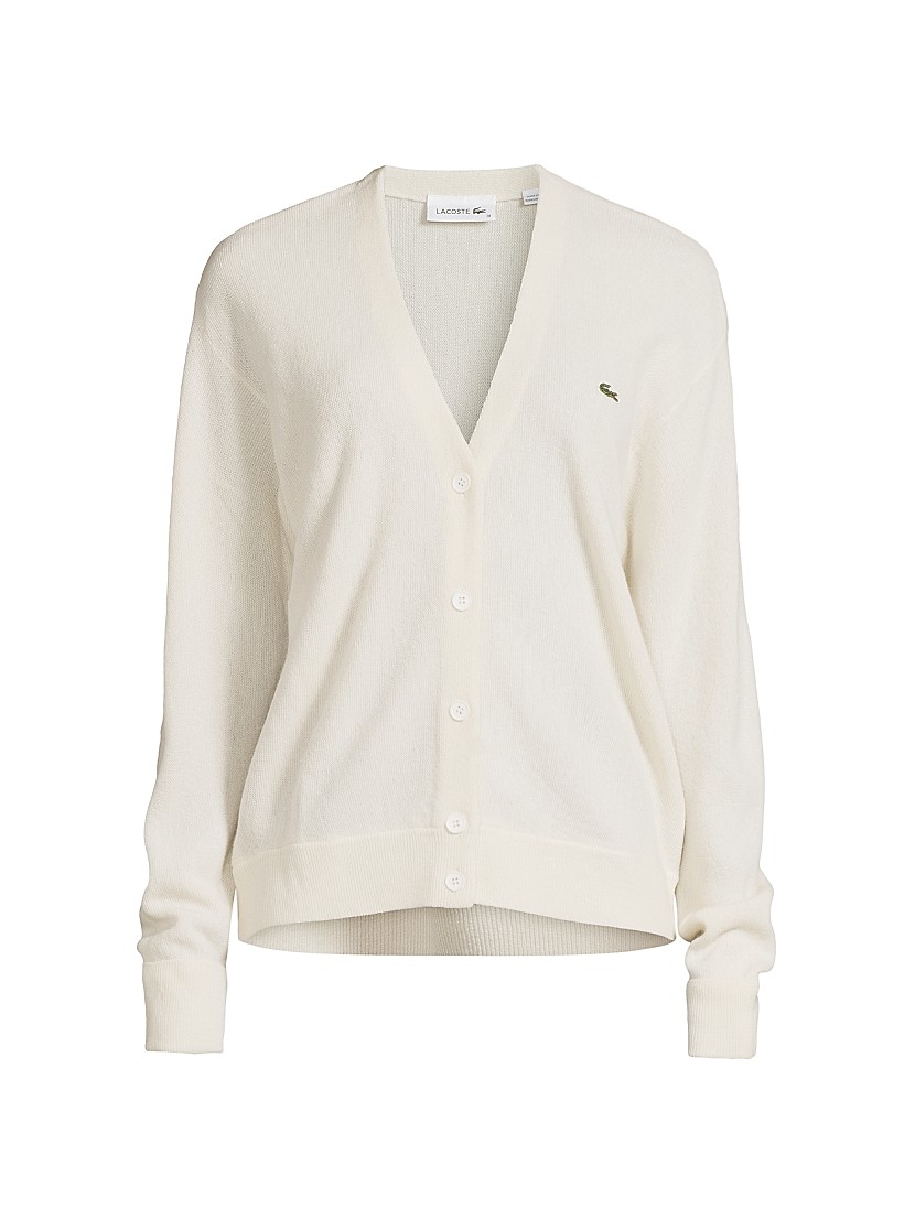 Shop Lacoste V-Neck Wool Logo Cardigan | Saks Fifth Avenue Shop Lacoste V-Neck Wool Logo Cardigan | Saks Fifth Avenue