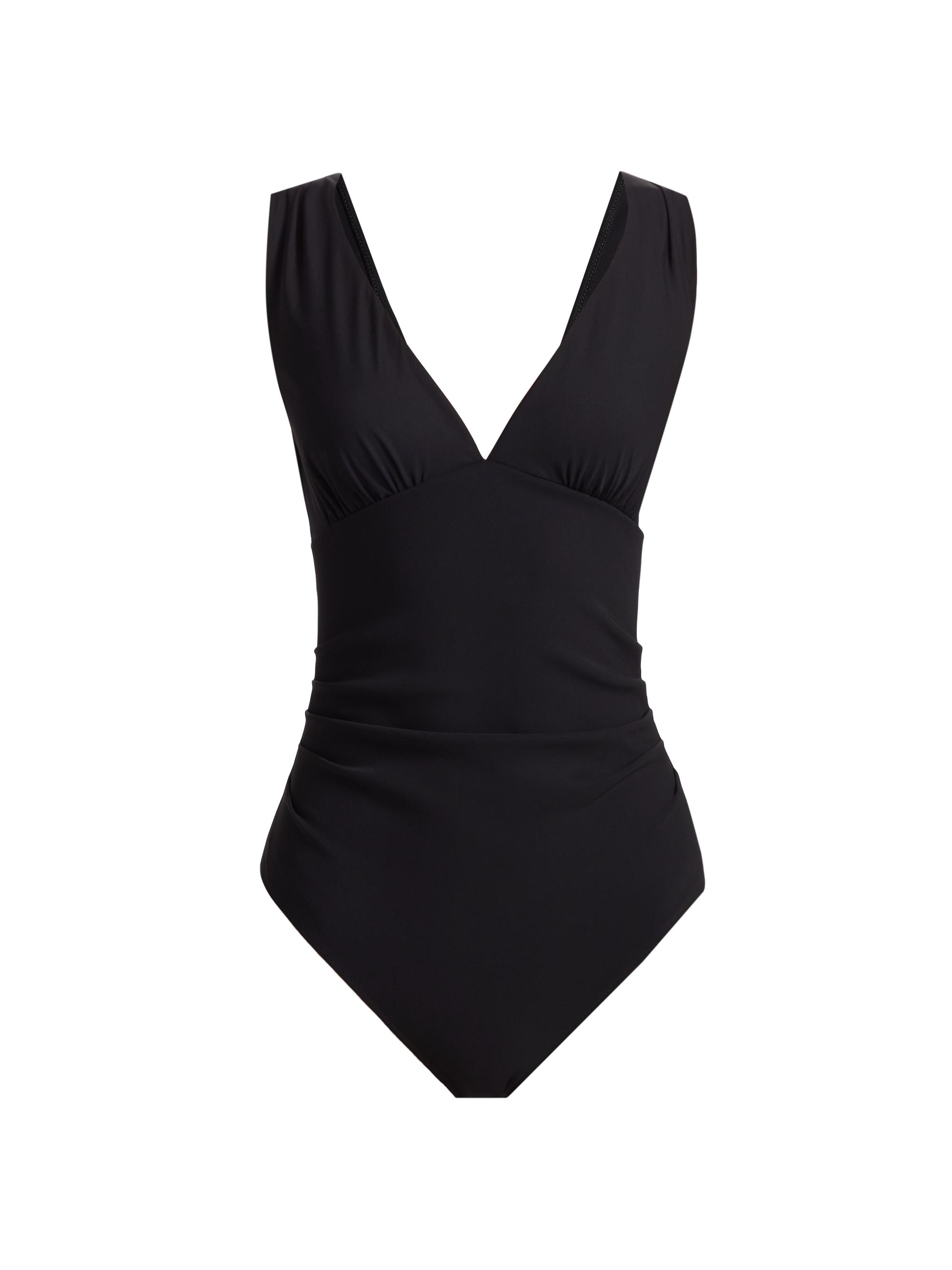Chiara Boni La Petite Robe Women's Nadez Ruched V-Neck One-Piece Swimsuit - Black