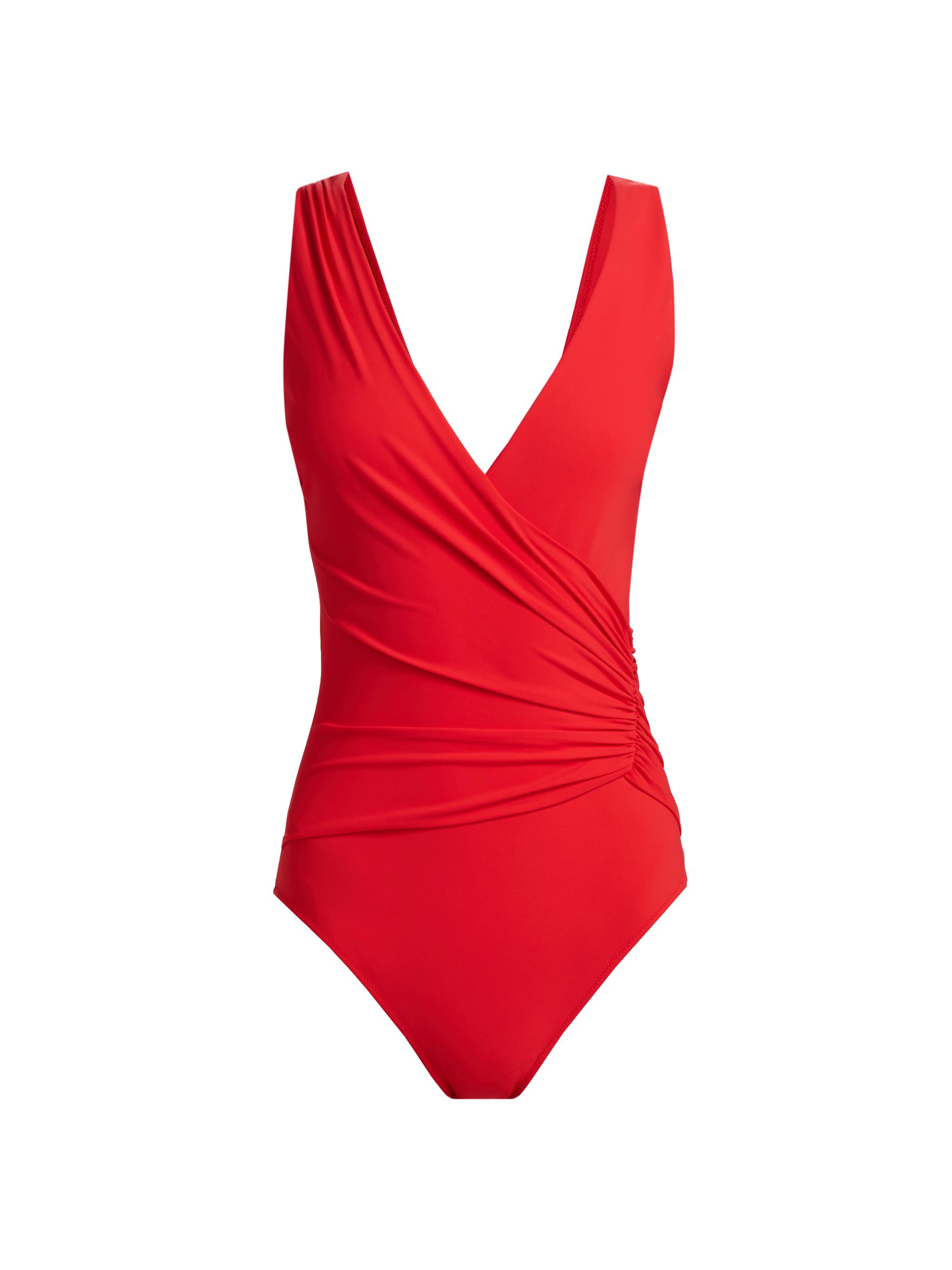 Chiara Boni La Petite Robe Women's Madle Faux-Wrap V-Neck One-Piece Swimsuit - Geranium