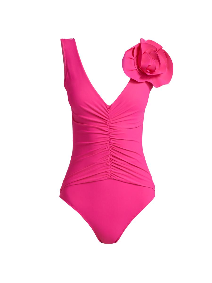 ROBE de FLEURS Glossy＊zip swimwear Lacy zip swim wear(GL2360)