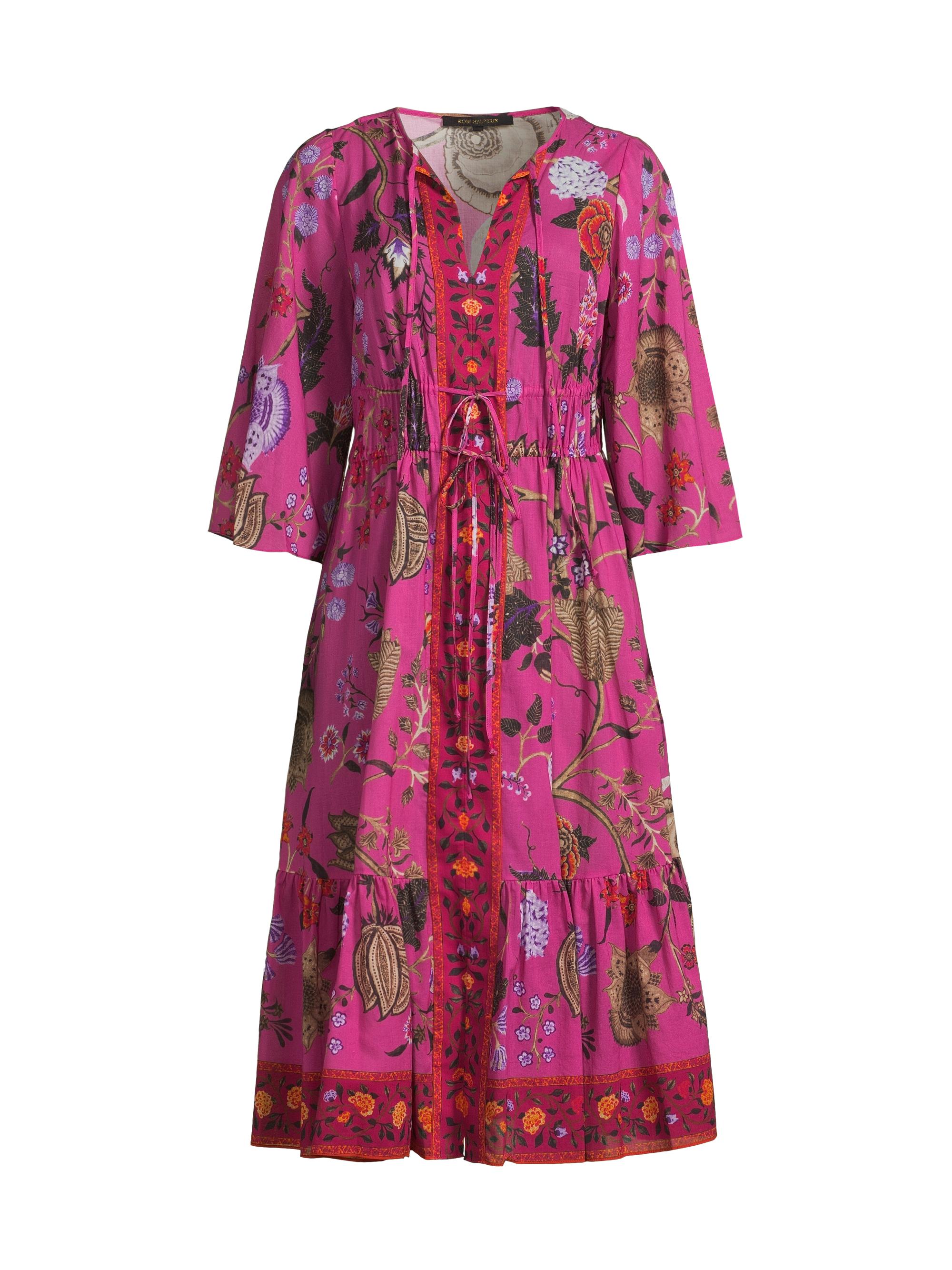 Kobi Halperin Leah Floral Chiffon Tieneck Maxi Shirtdress | Saks