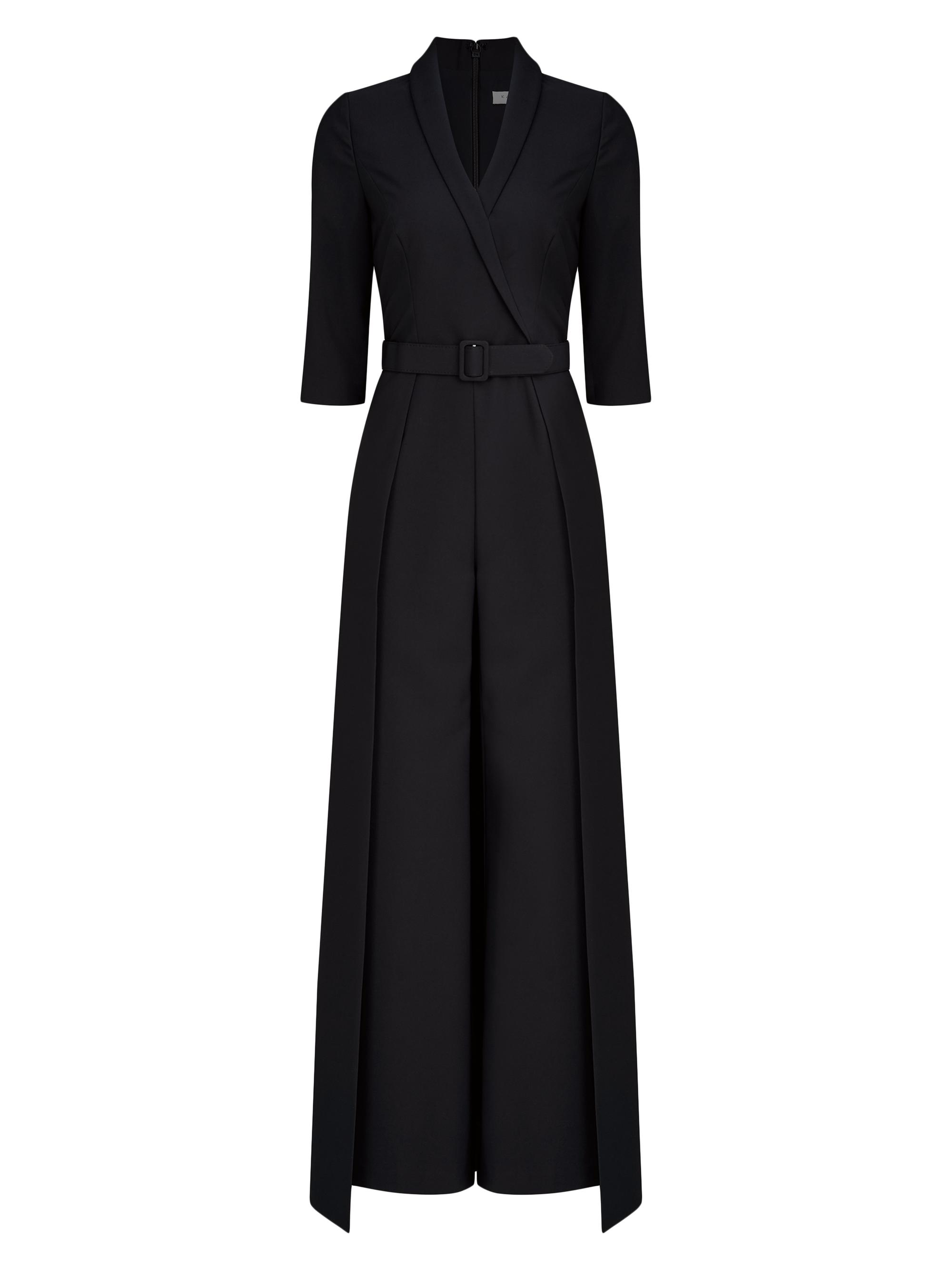 Kay Unger Marta Stretch Crepe Belted Walk-Through Jumpsuit