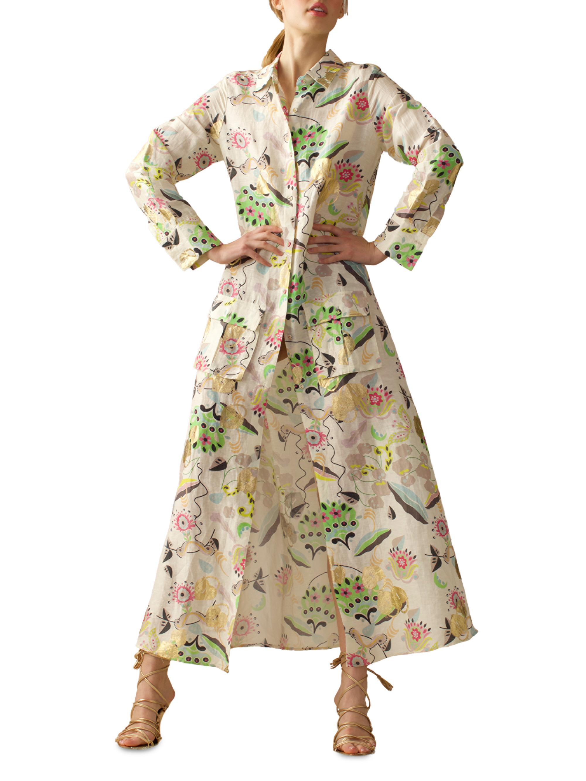 Cynthia Rowley Women's Floral Linen-Silk Shirtdress - White Floral