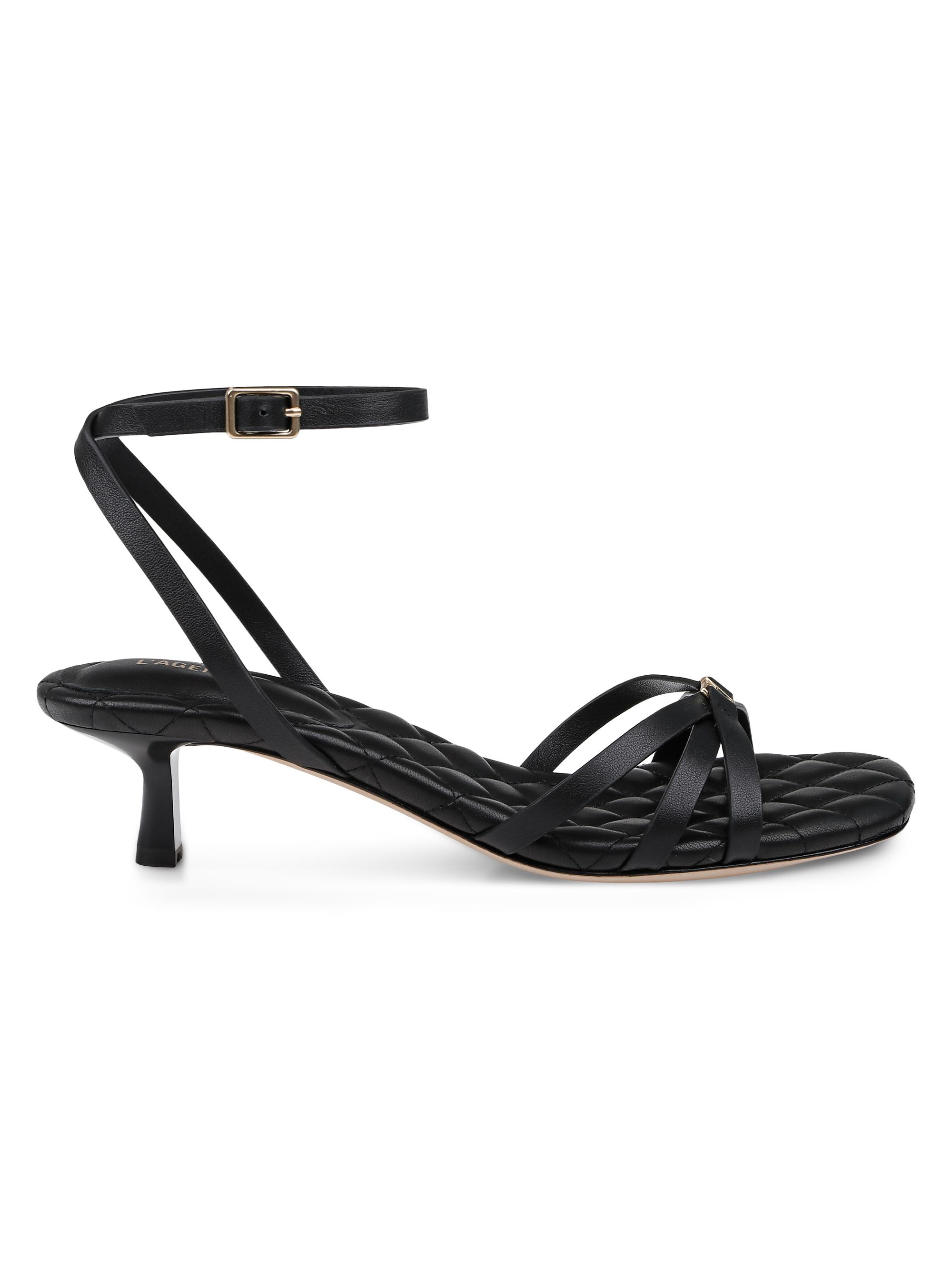 L'AGENCE Women's Genette 40MM Leather Sandals - Black Leather