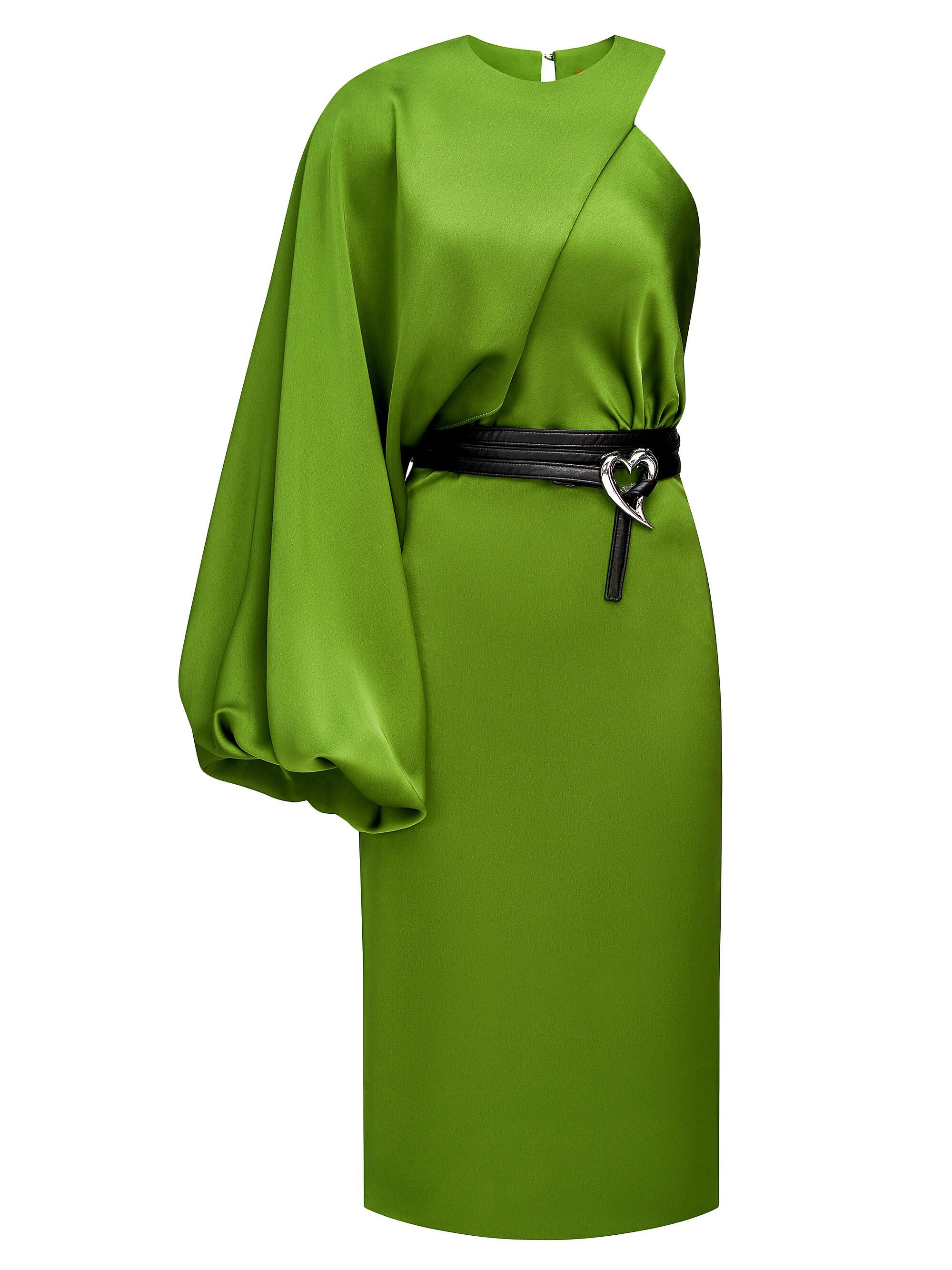 Halston Women's Christa Satin Belted Midi-Dress - Mojito