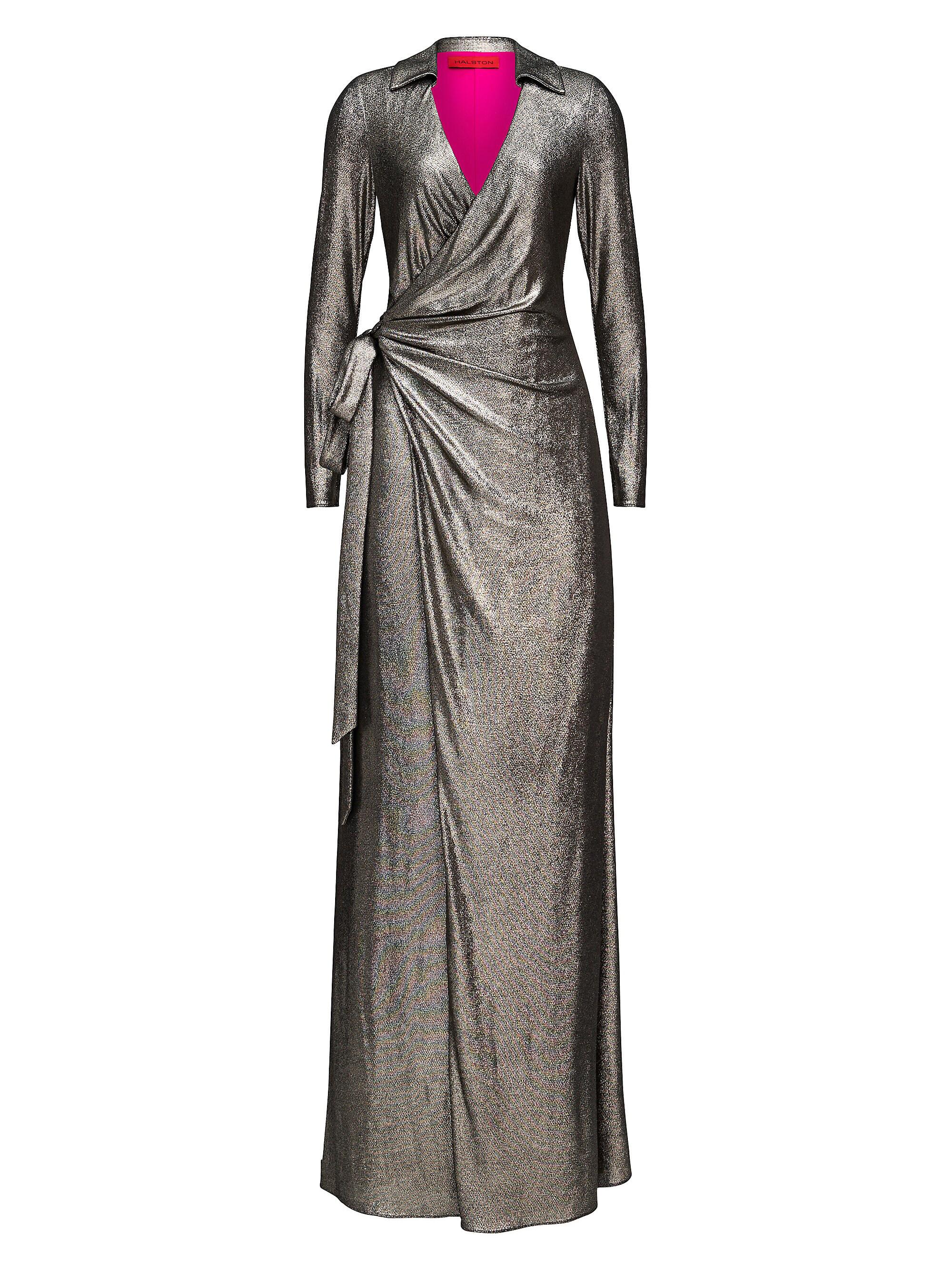 Halston Jira Metallic Jersey Wrap Gown Saks Fifth Avenue