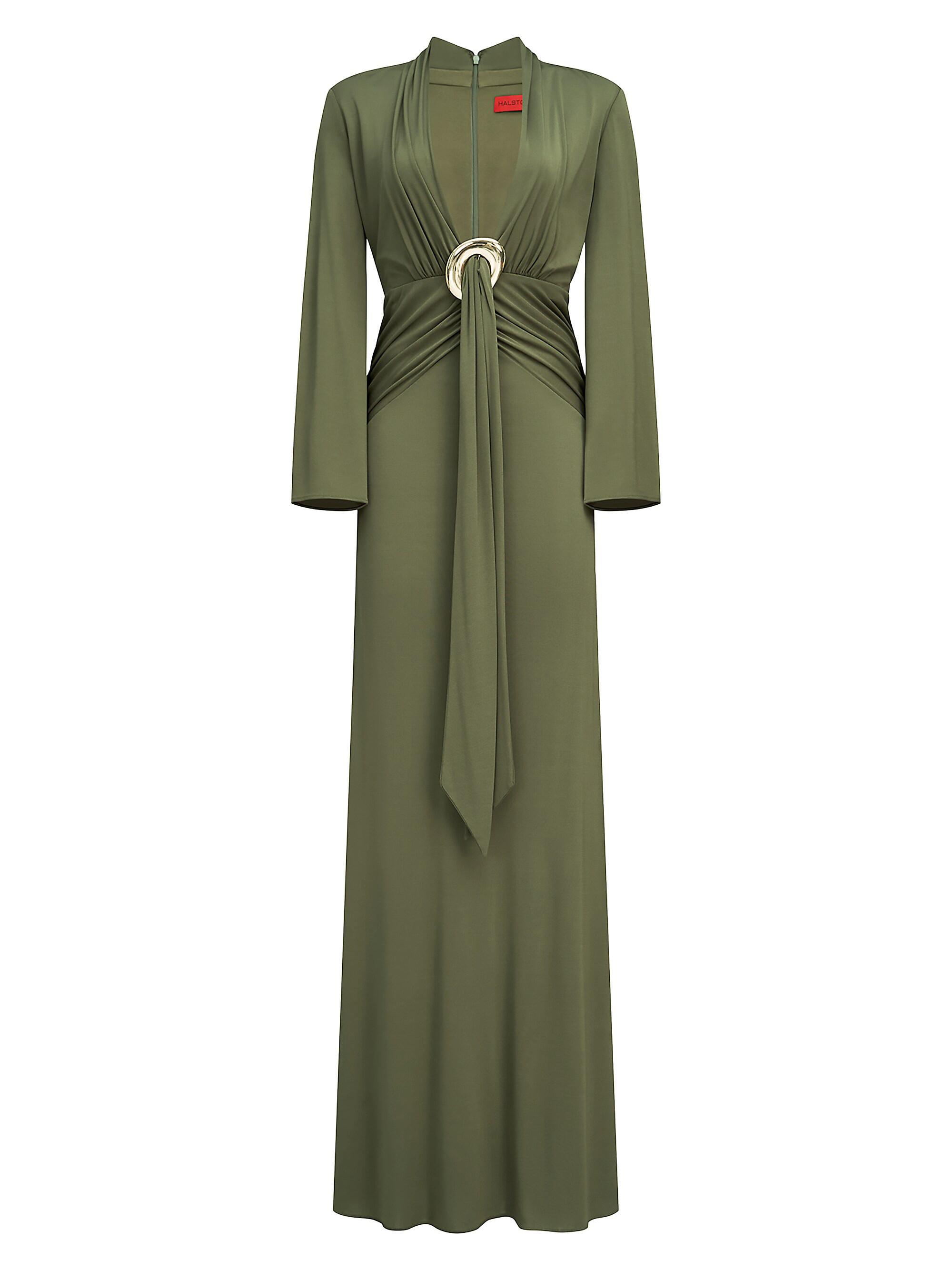 Halston Women's Ahano Jersey Plunge Gown - Poison