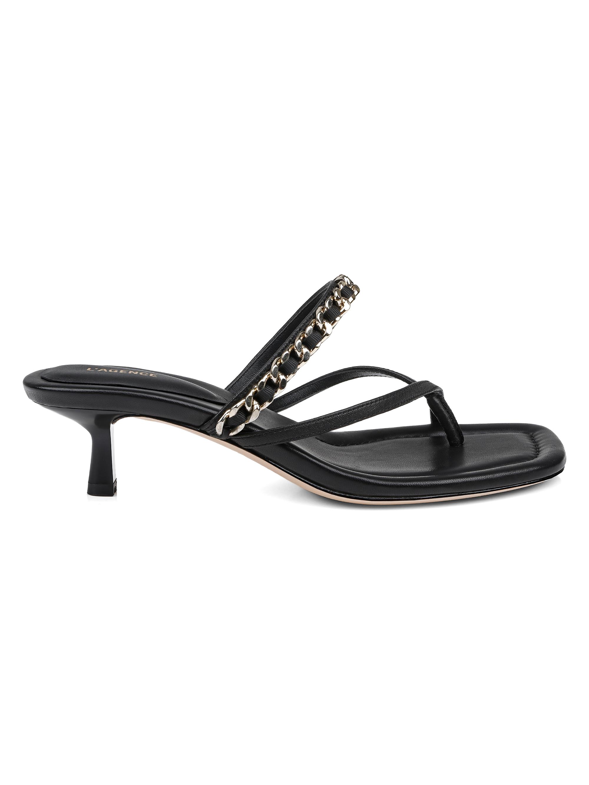 L'AGENCE Women's Georgette 40MM Chain-Link Leather Sandals - Black Leather