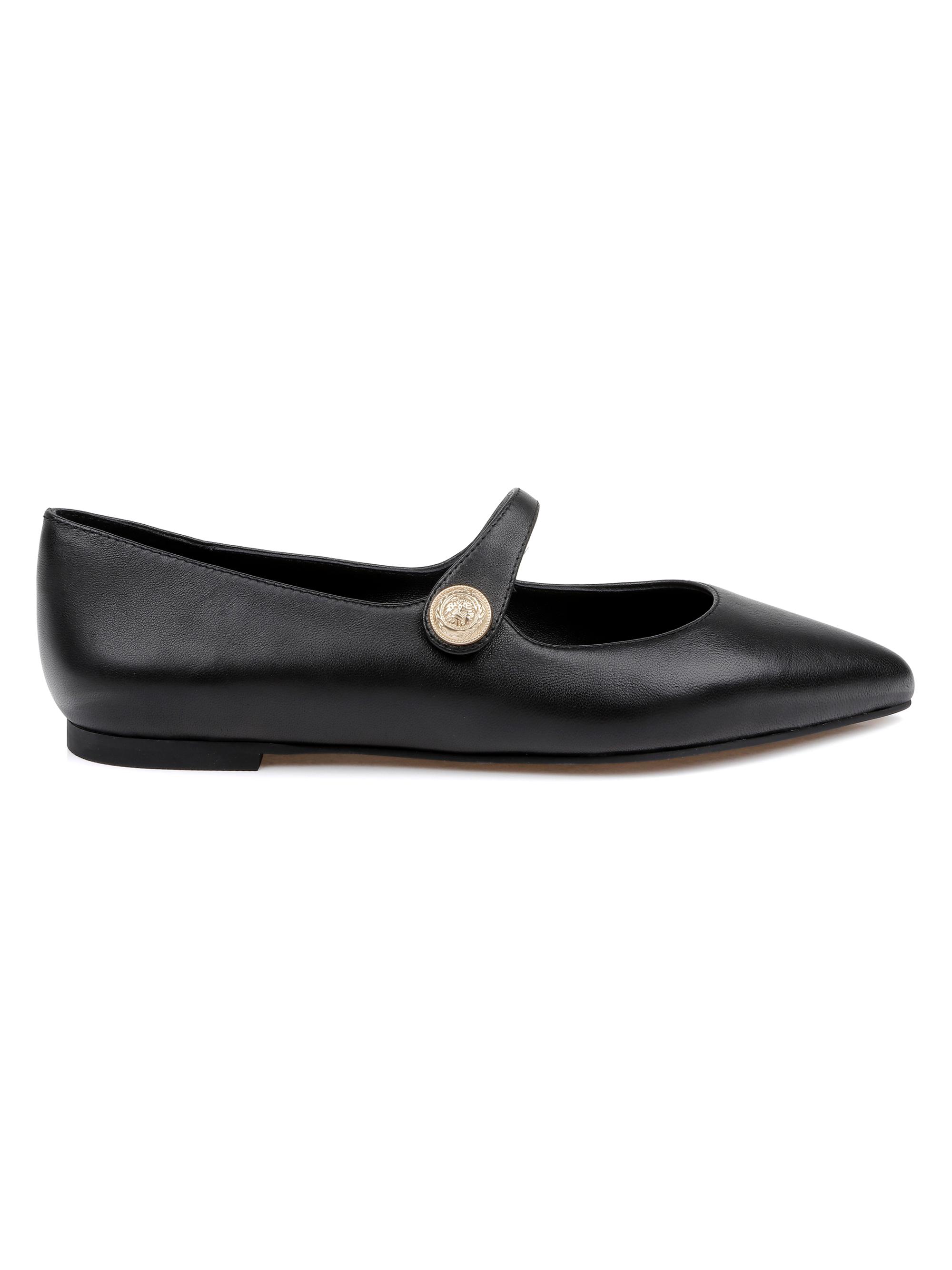 L'AGENCE Women's Gersende Button-Embellished Leather Flats - Black Leather