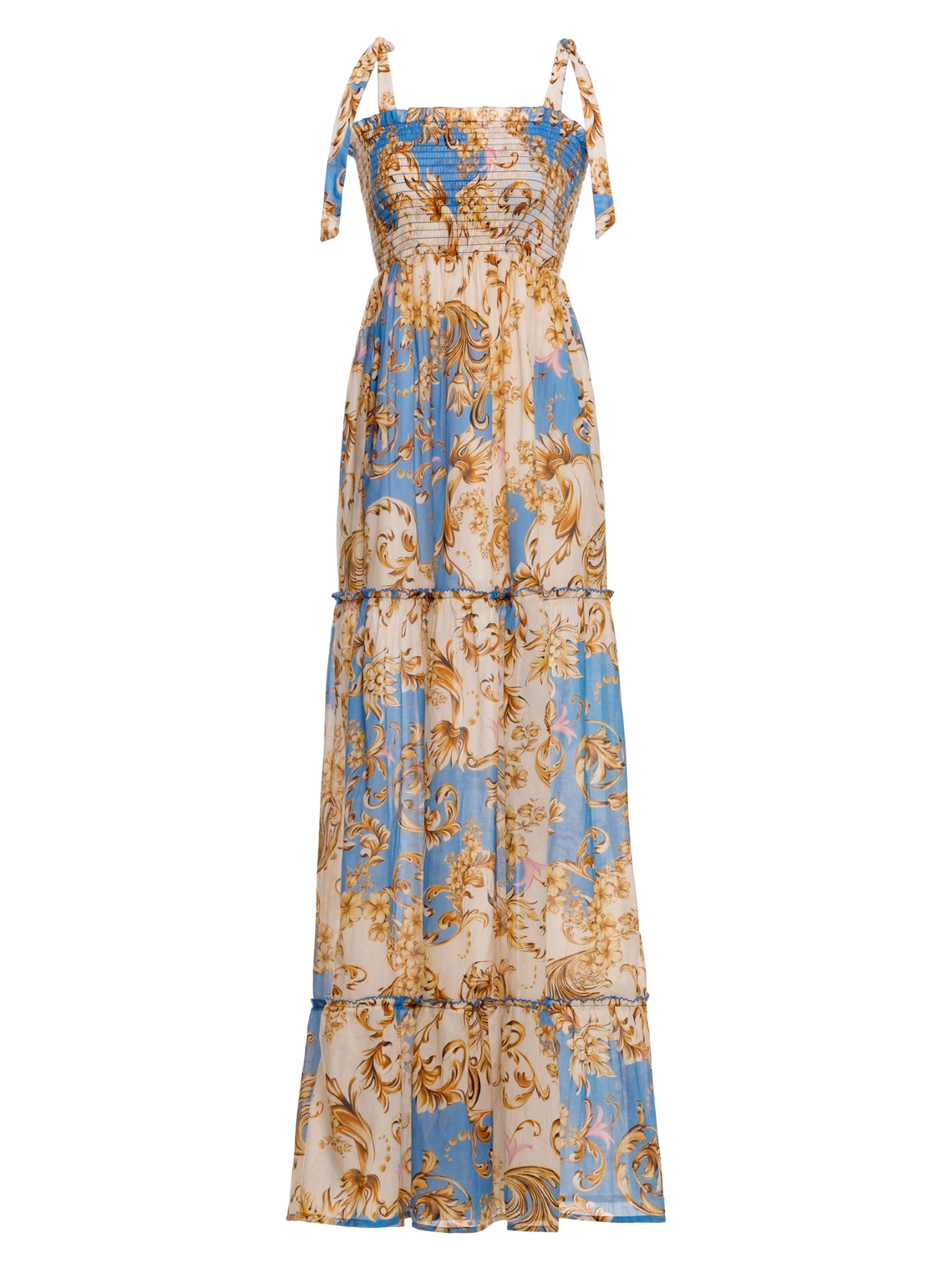 Agua Bendita Women's Riveria Radiance Lucery Blush Abstract Cotton Maxi Dress