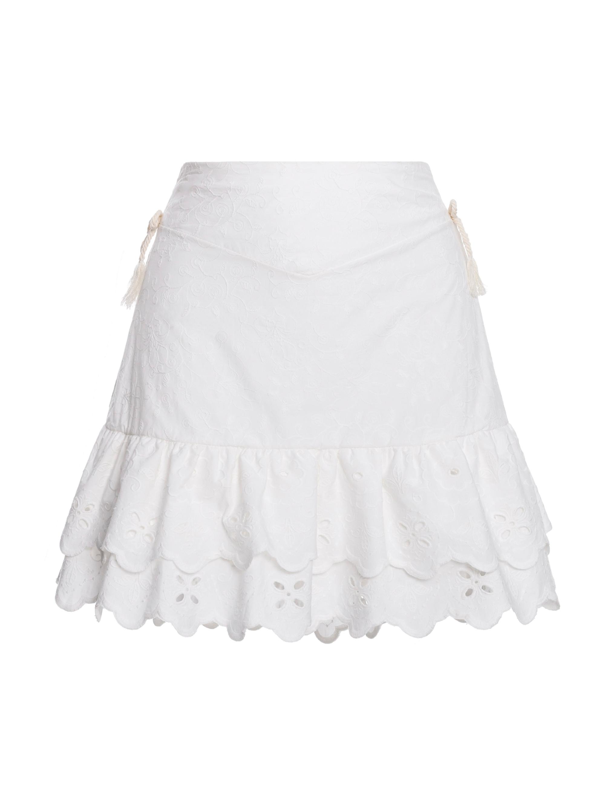 Agua Bendita Women's Riveria Radiance Nixi Azure Cotton Miniskirt - White