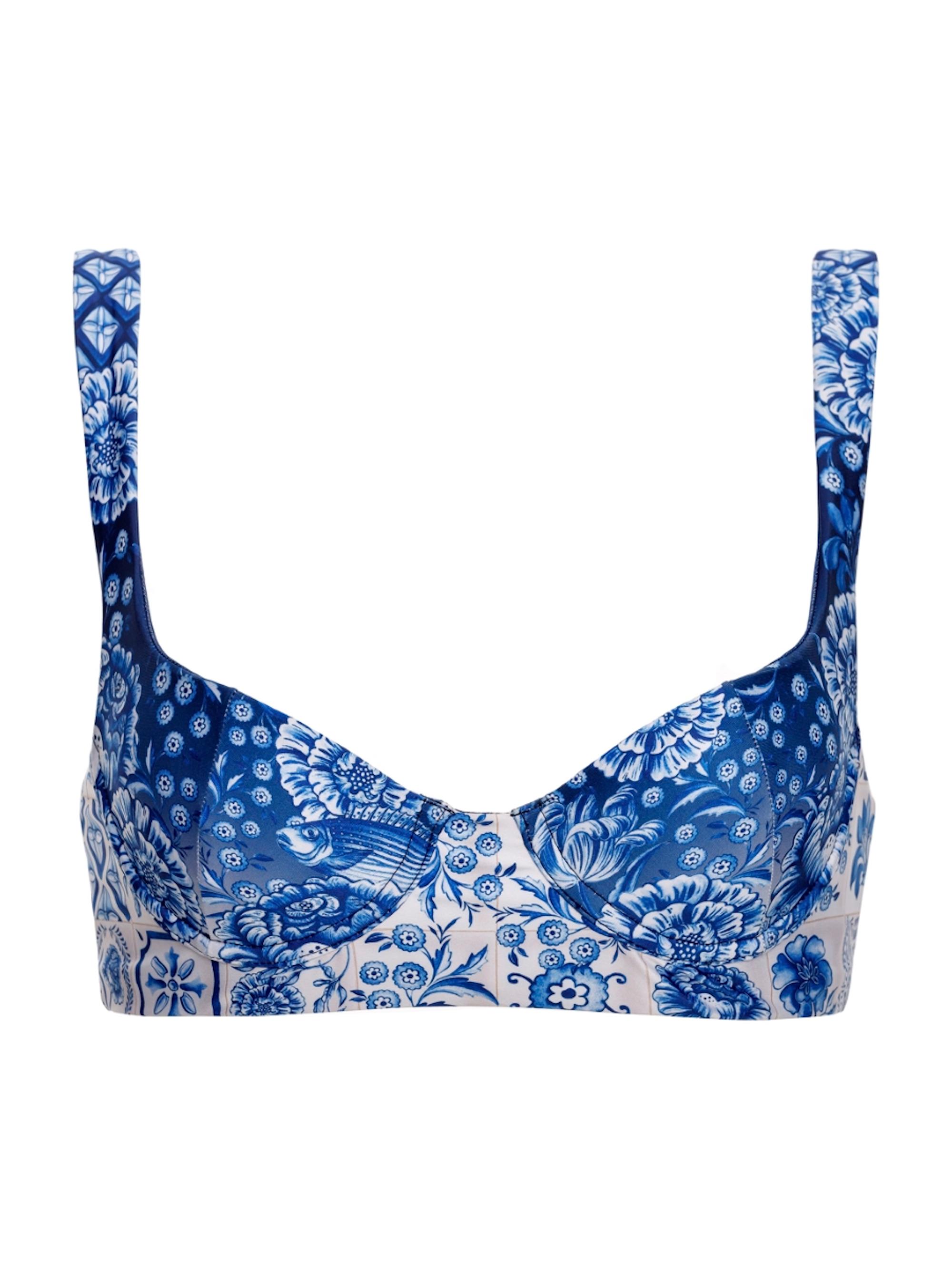 Agua Bendita Women's Riveria Radiance Balena Azure Floral Underwire Bikini Top