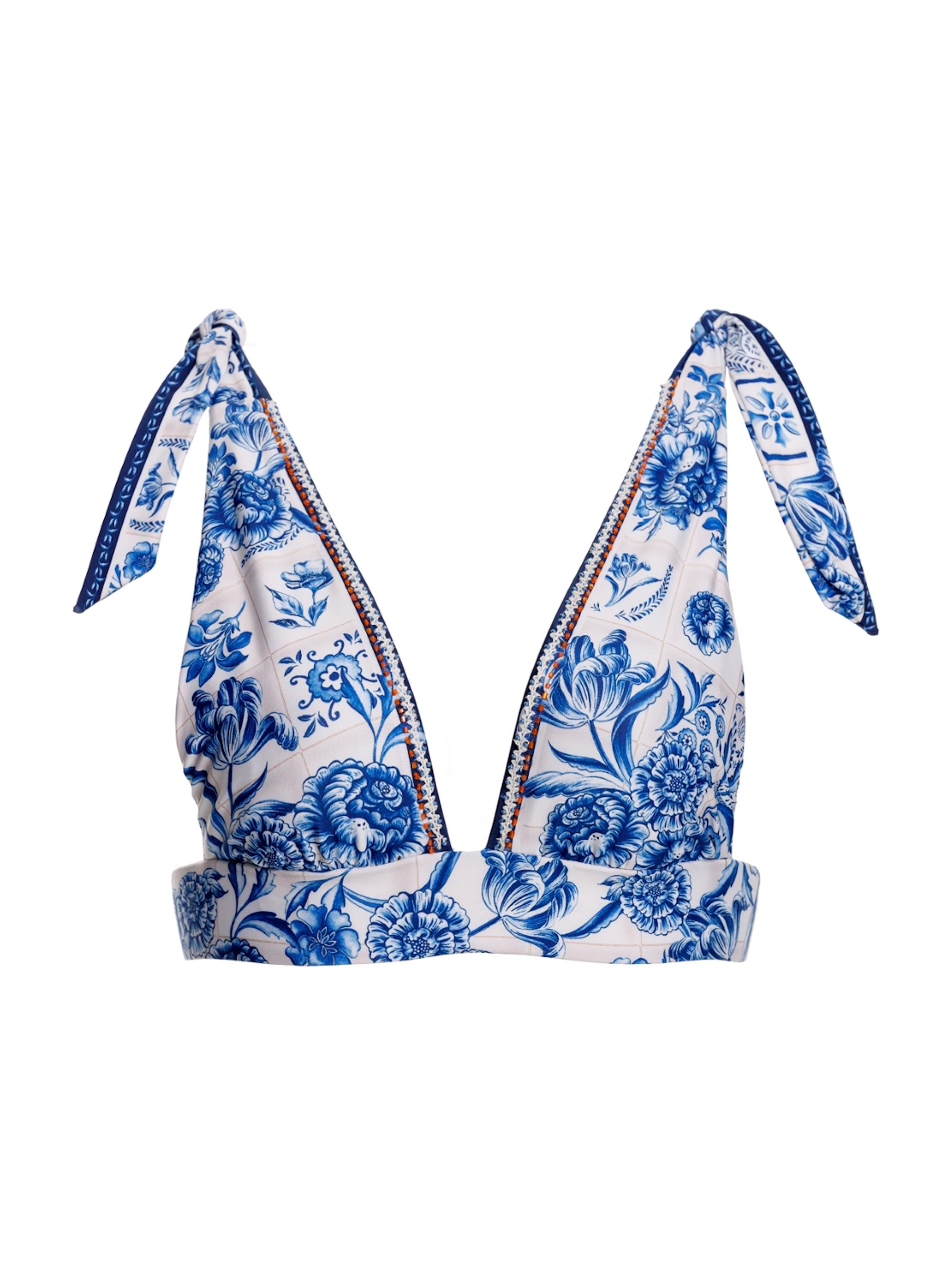 Agua Bendita Women's Riveria Radiance Laurie Azure Floral Bikini Top