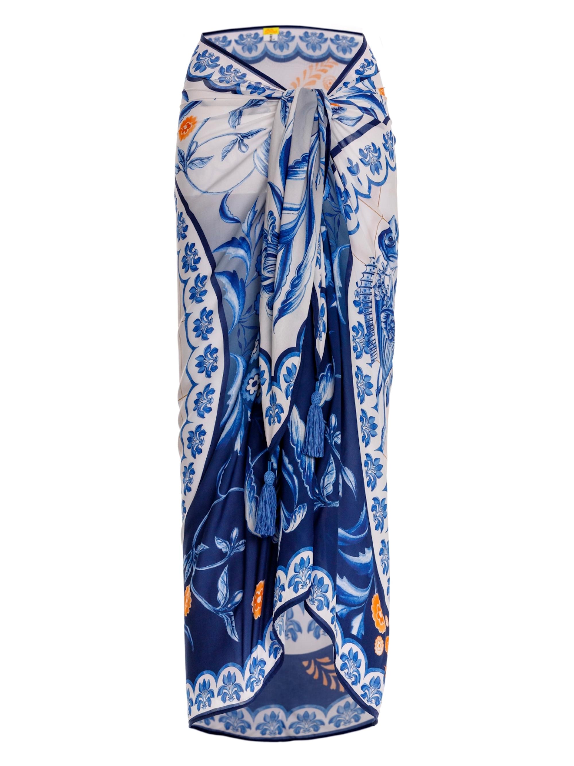 Agua Bendita Women's Riveria Radiance Marine Azure Floral Pareo Skirt