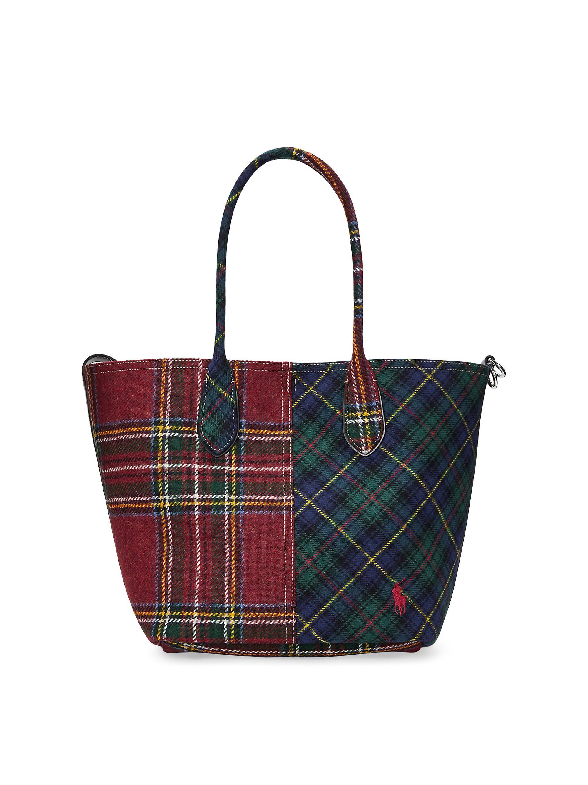 Polo Ralph Lauren Women's Tartan Patchwork Wool Tote Bag - Red Plaid