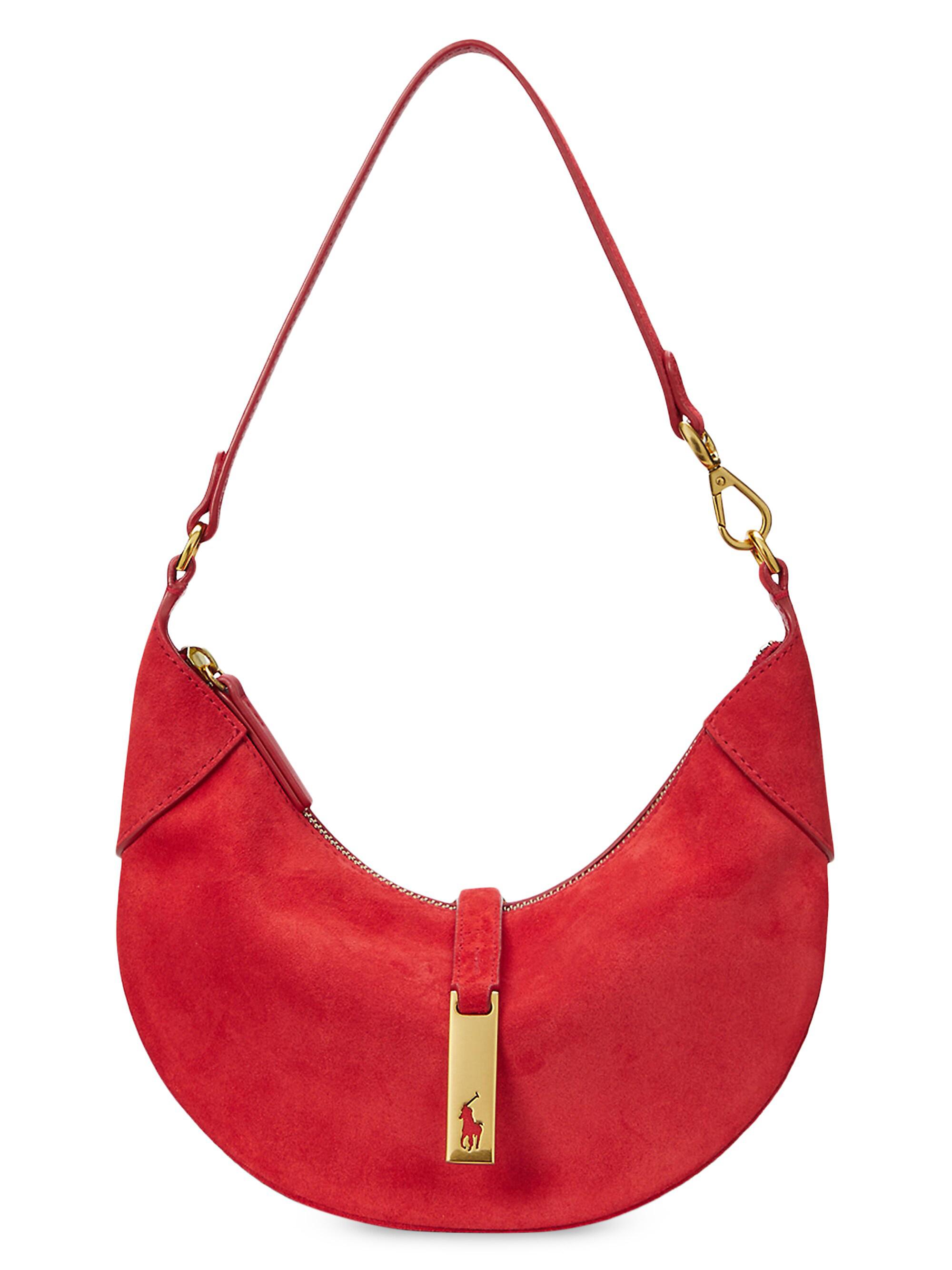 Polo Ralph Lauren Women's Polo ID Mini Suede Shoulder Bag - Geranium Red