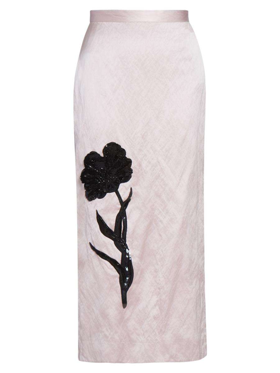 ERDEM Roselia Edith-Print Silk スカート Erdem Satin Floral Midi-Skirt | Saks Fifth Avenue