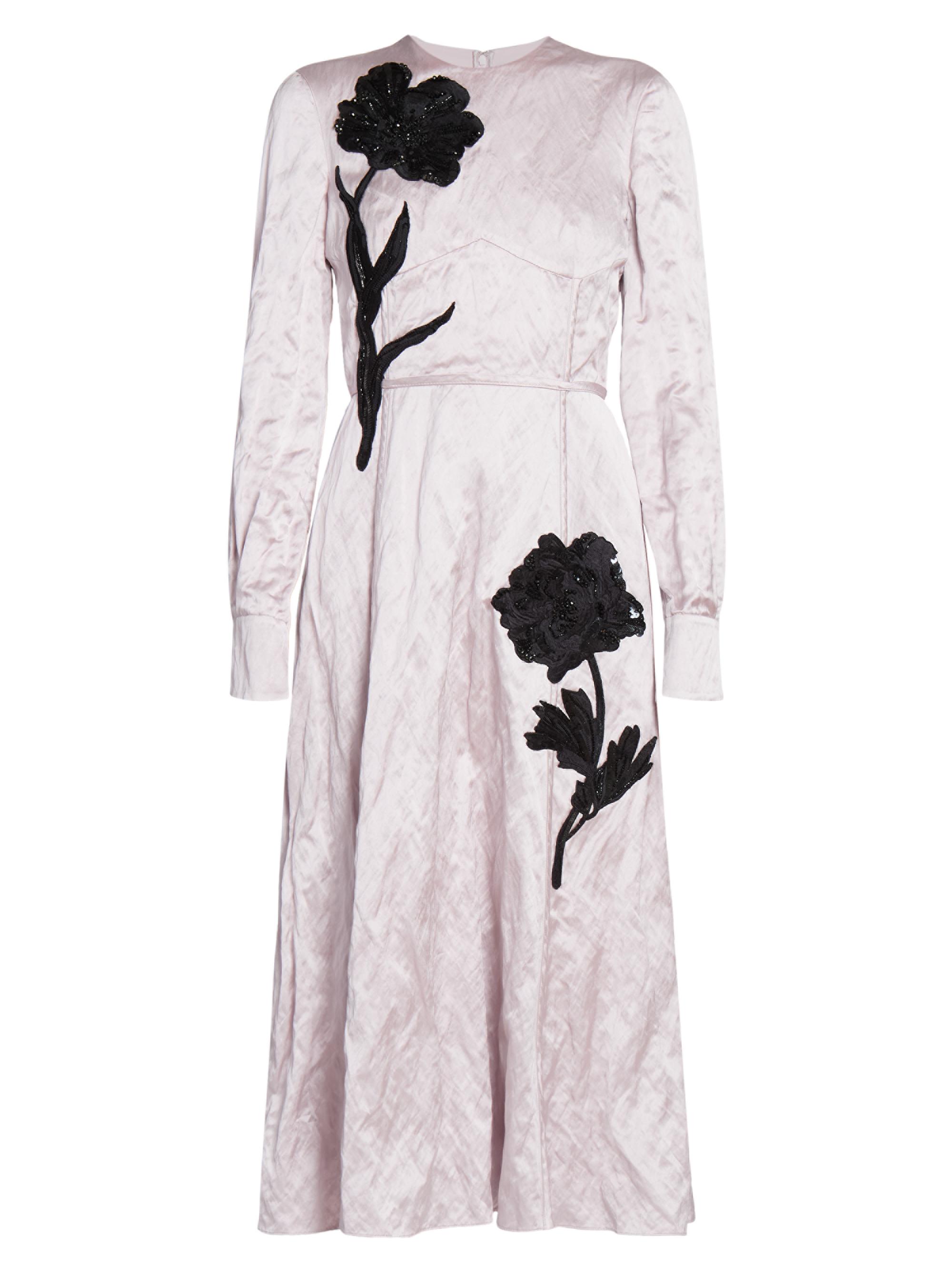 Erdem Women's Satin Floral Long-Sleeve Midi-Dress - Pink