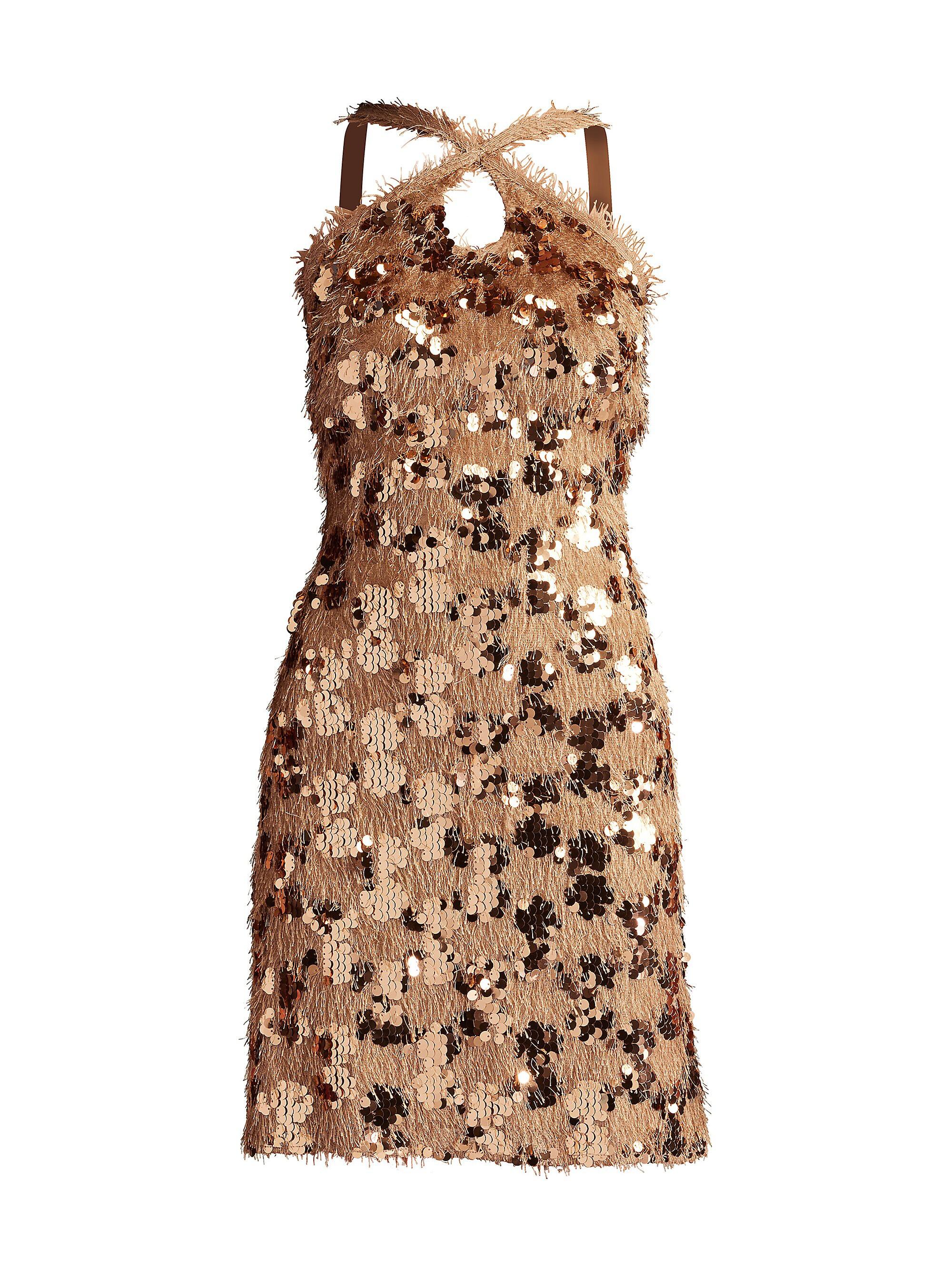 Tadashi Shoji Women's Sequined Crisscross Minidress - Golden