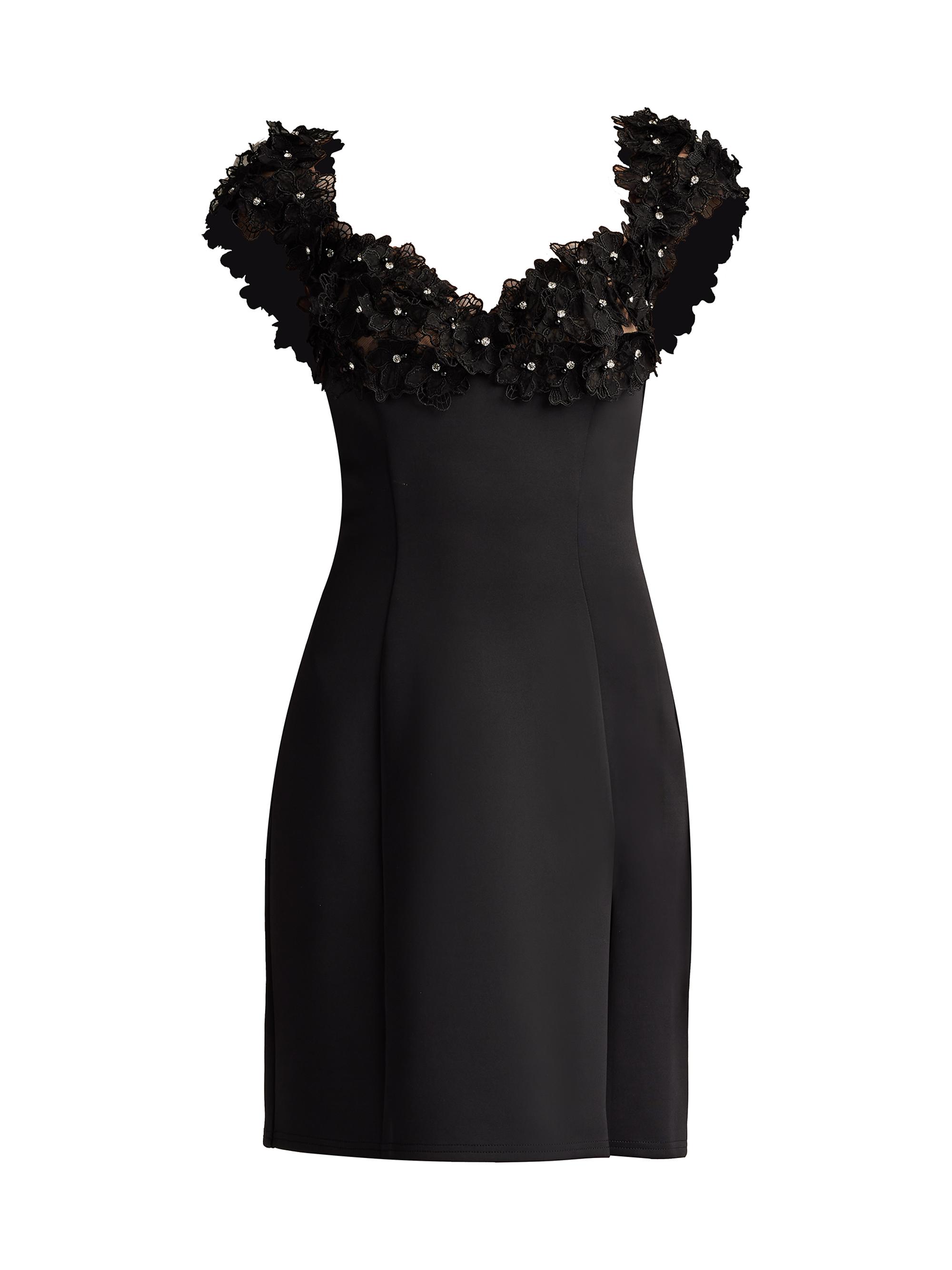 Tadashi Shoji Women's Floral-Appliquéd Minidress - Black