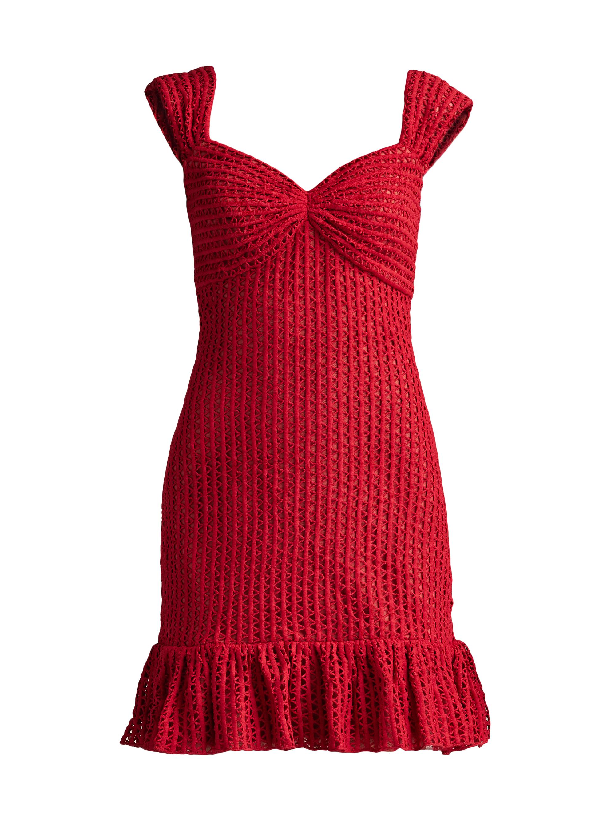 Tadashi Shoji Women's Crocheted Sweetheart Minidress - Rouge