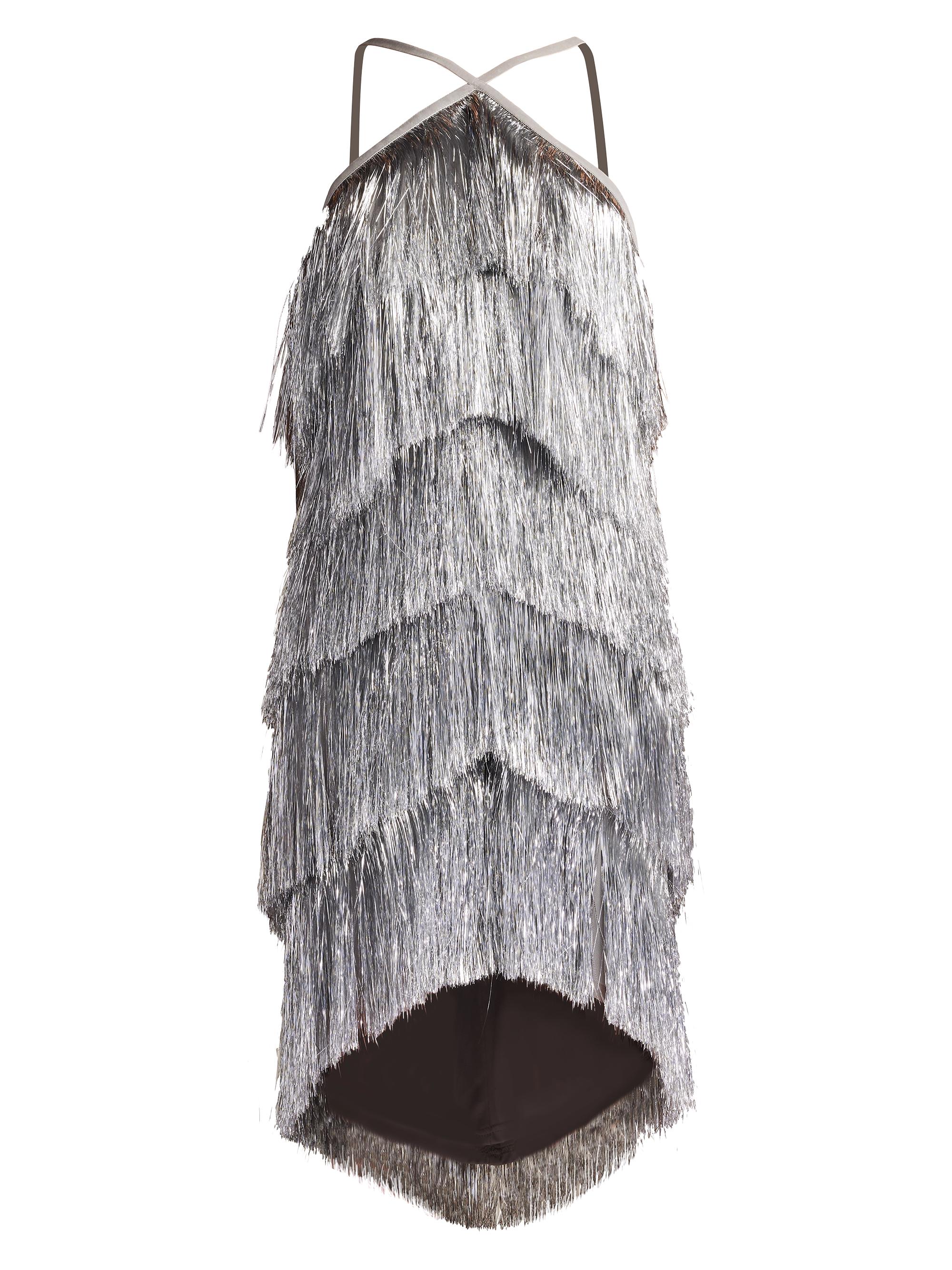 Tadashi Shoji Women's Metallic Fringed Minidress - Platinum | Thumbnail 8