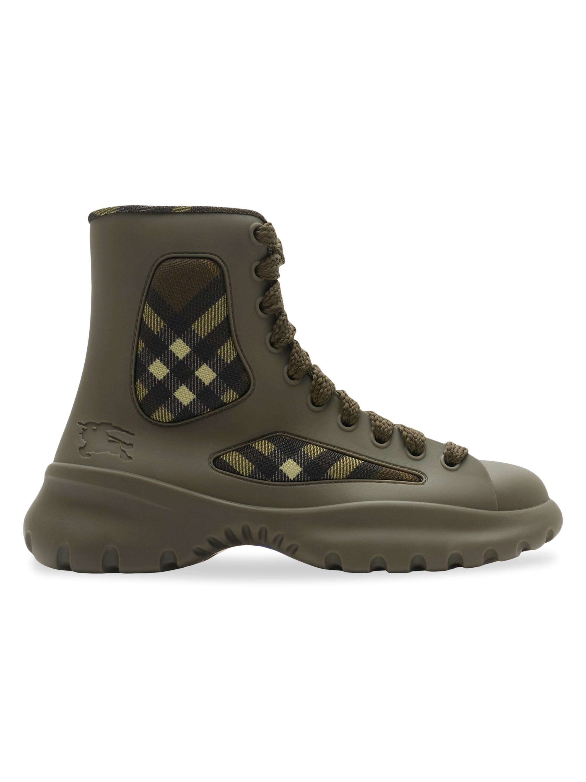 Burberry Boulder Check-Panel Boots | Saks Fifth Avenue