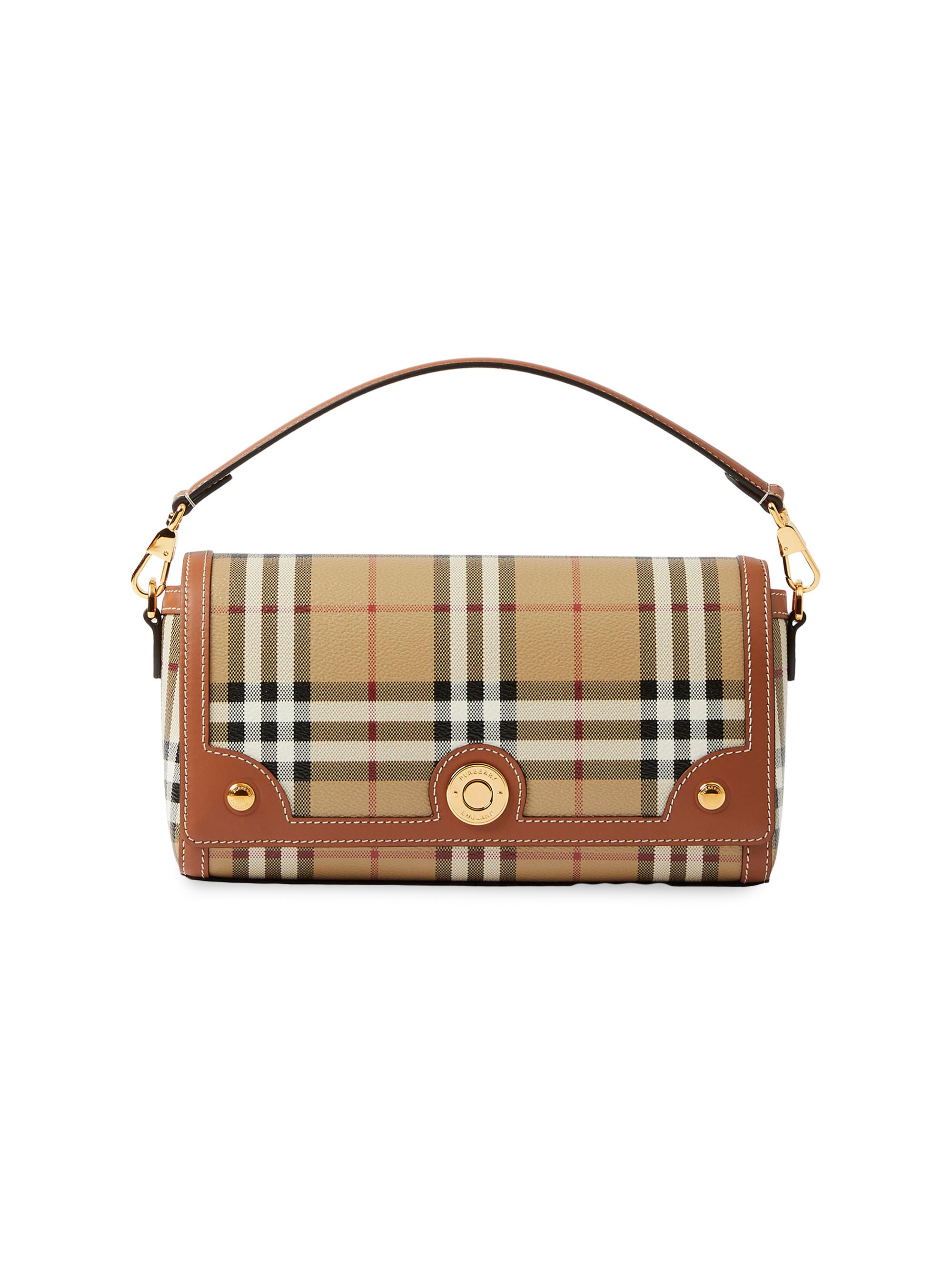 Burberry Check & Leather Top Handle Note Bag | Saks Fifth Avenue