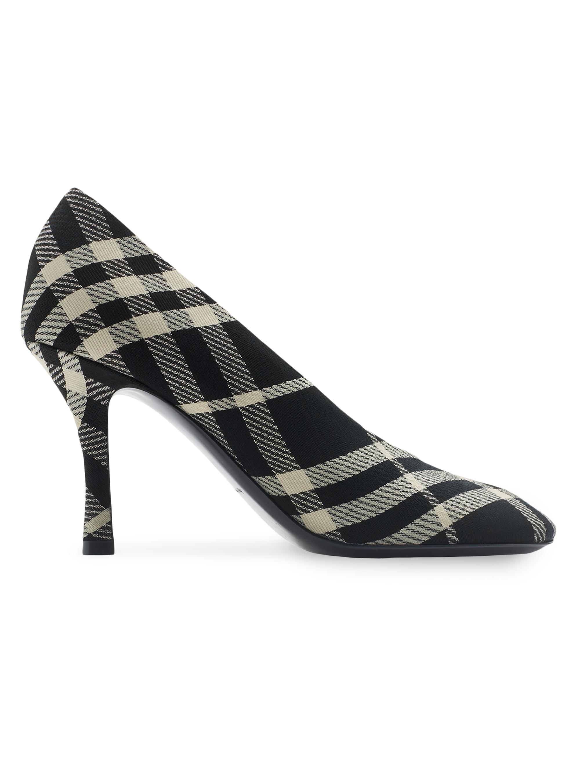 Burberry Women's 85MM Check Cotton-Blend Stiletto Pumps - Black Calico Ip Check