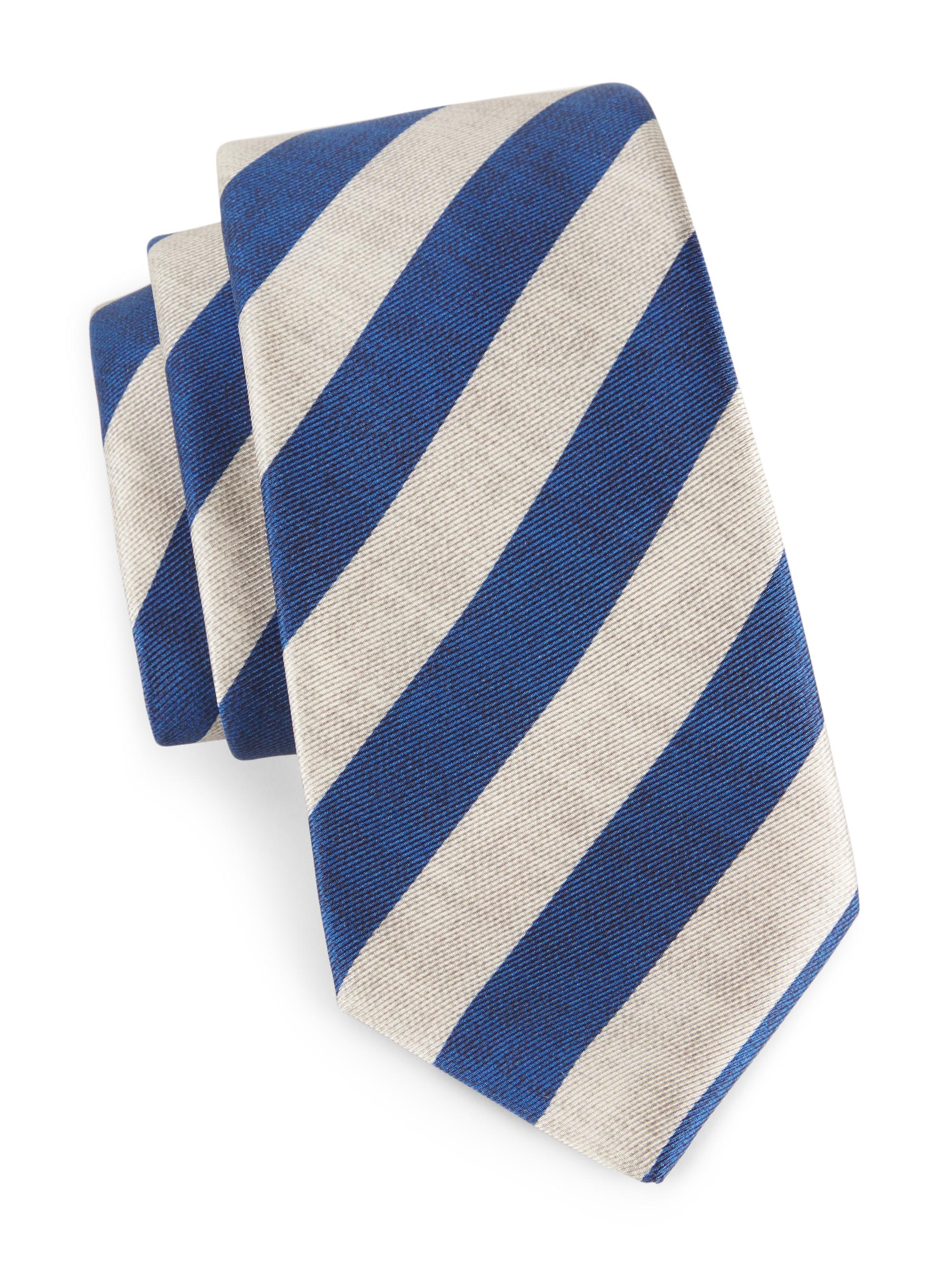 Kiton Men's Bold Striped Silk Tie - Blue