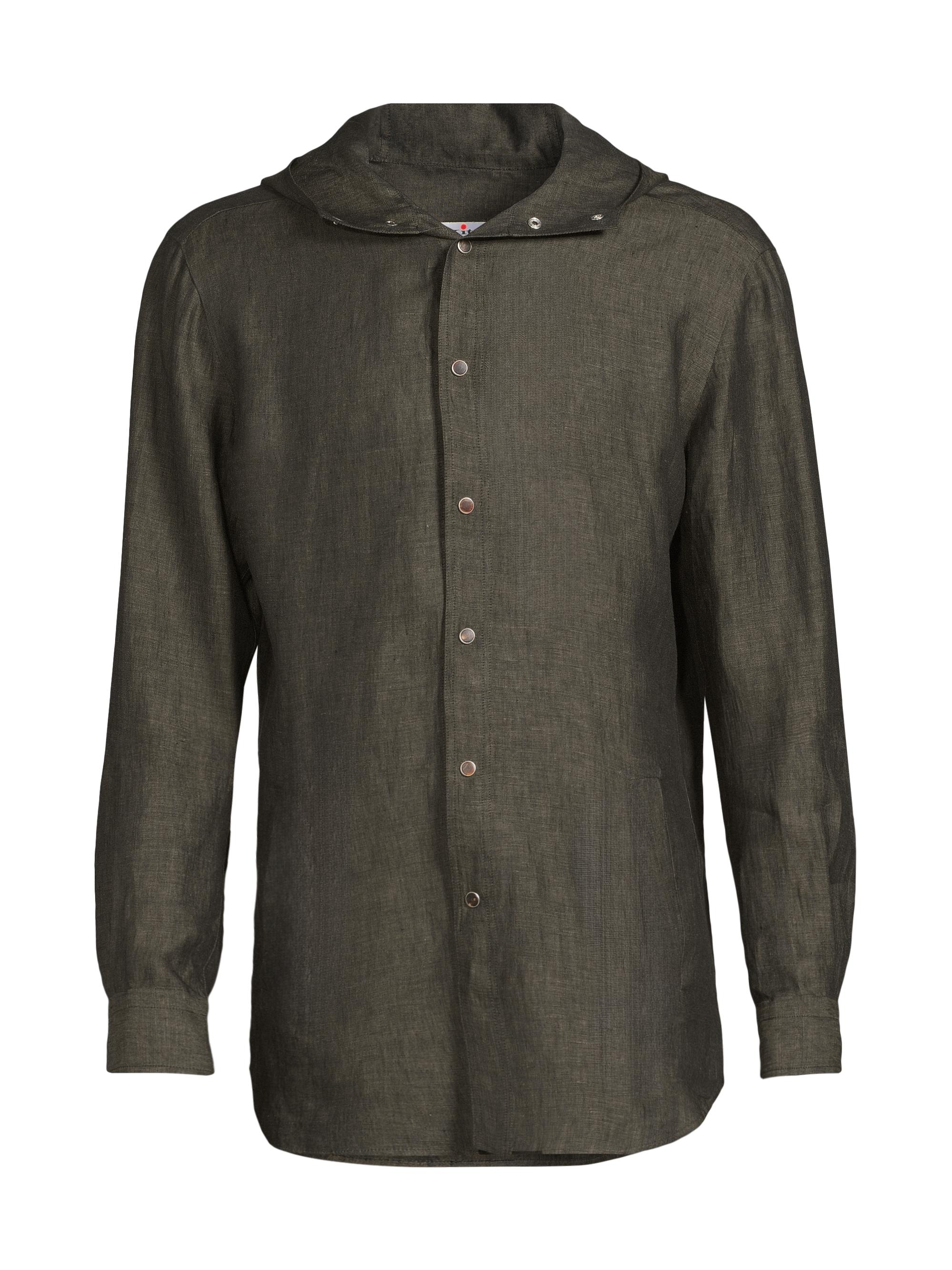 Kiton Men's Mariano Hooded Linen Shirt - Brown Grey