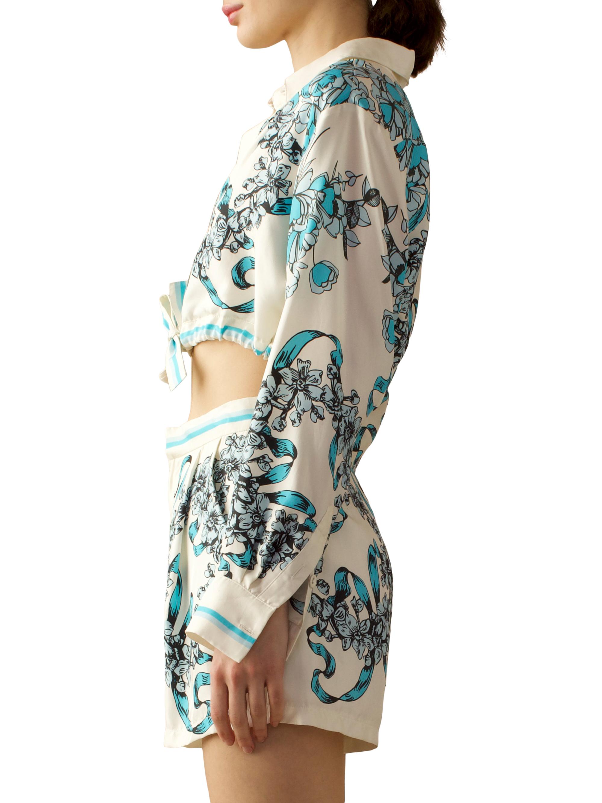 Cynthia Rowley Floral Silk Crop Shirt | Saks Fifth Avenue