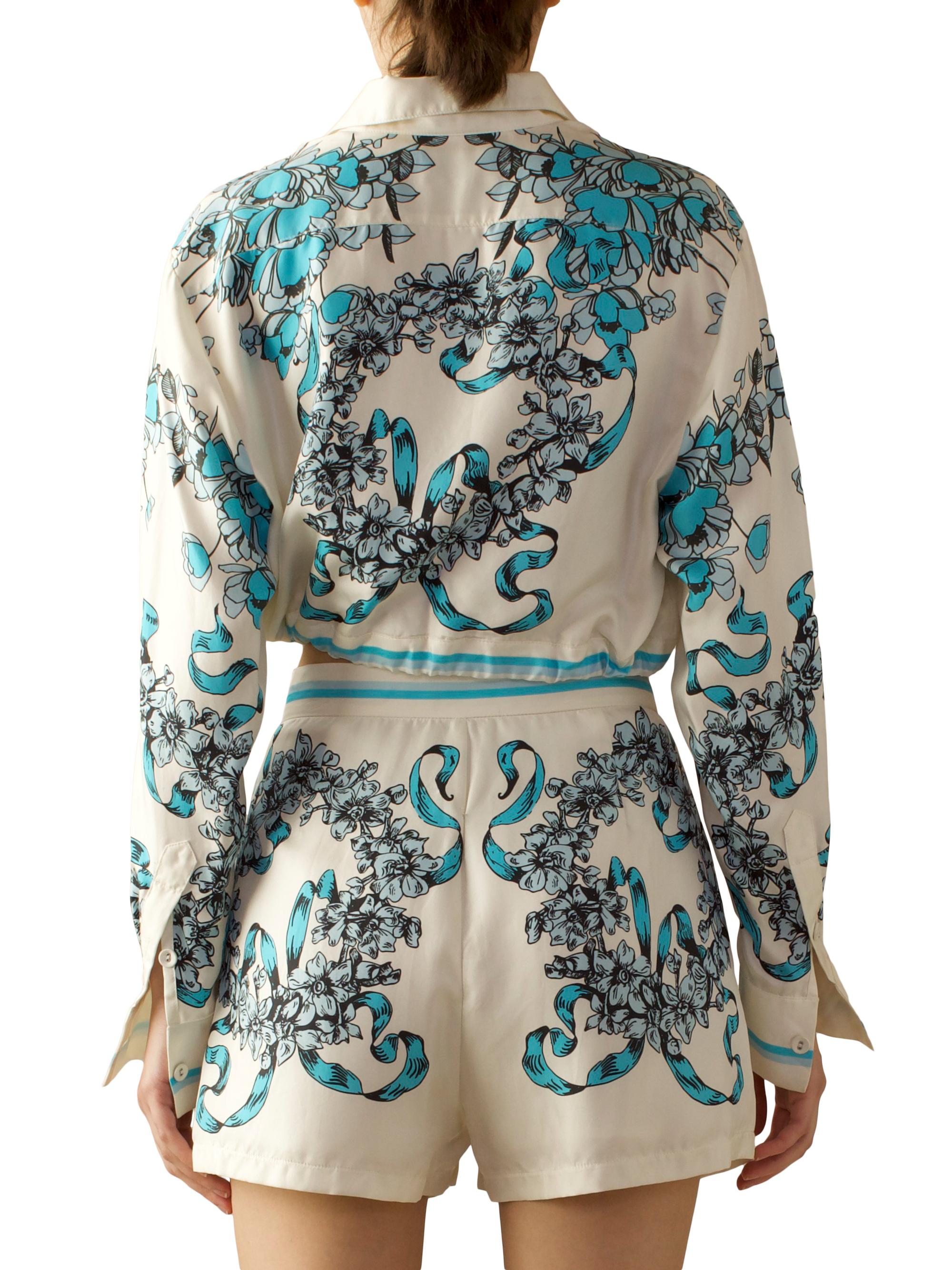 Cynthia Rowley Floral Silk Crop Shirt | Saks Fifth Avenue