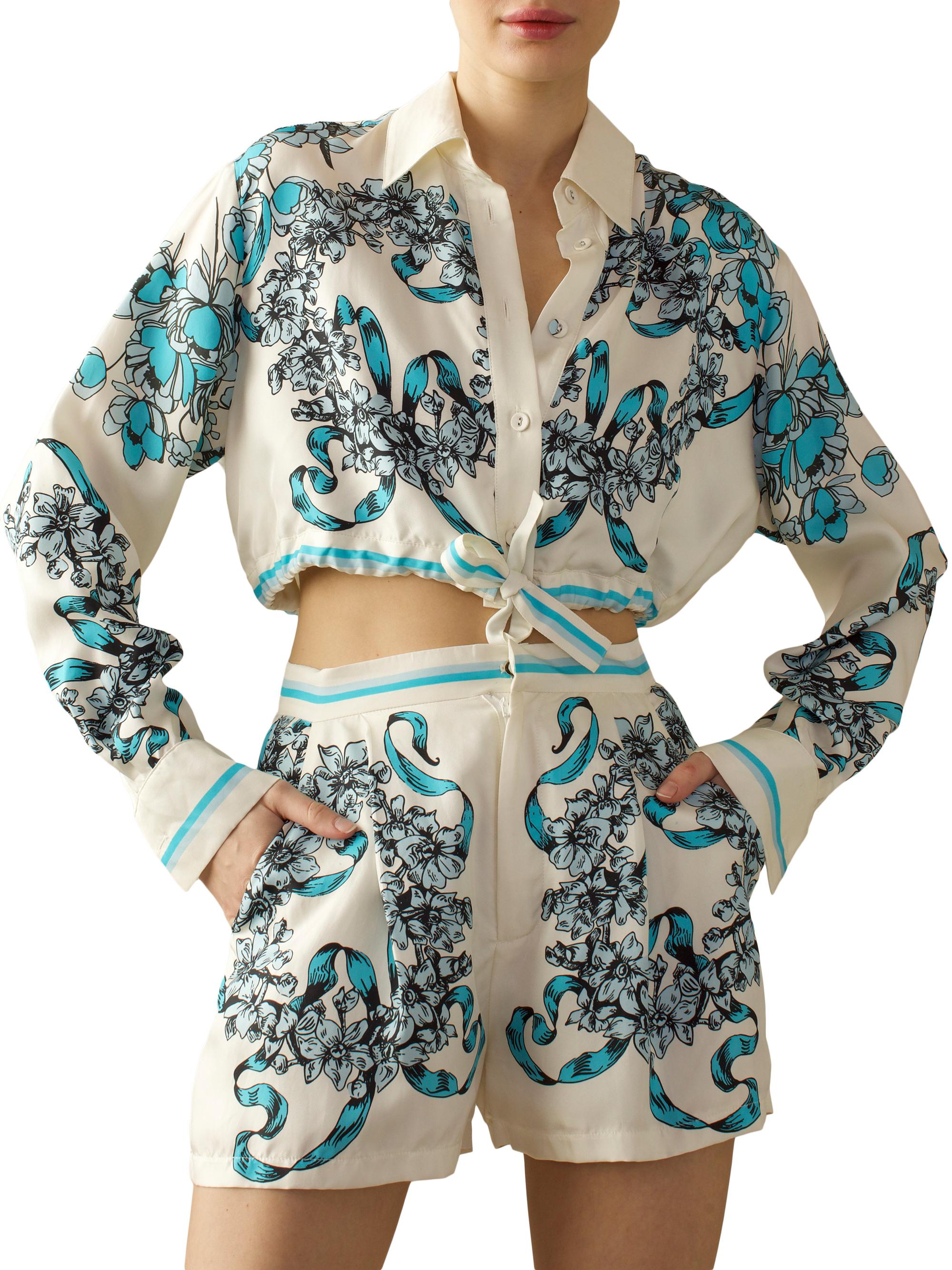 Cynthia Rowley Floral Silk Crop Shirt | Saks Fifth Avenue