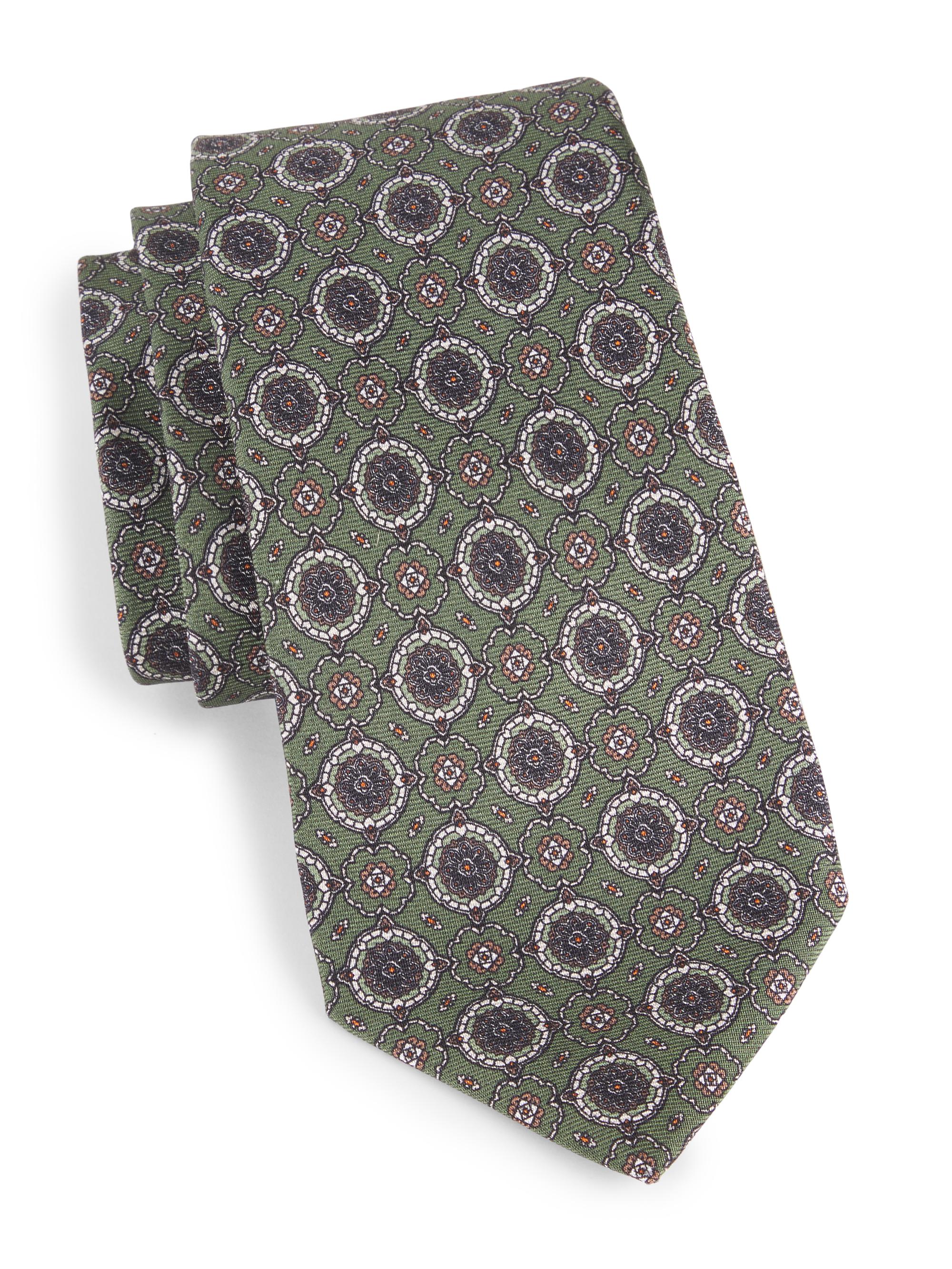 Kiton Men's Silk Medallion Tie - Grey