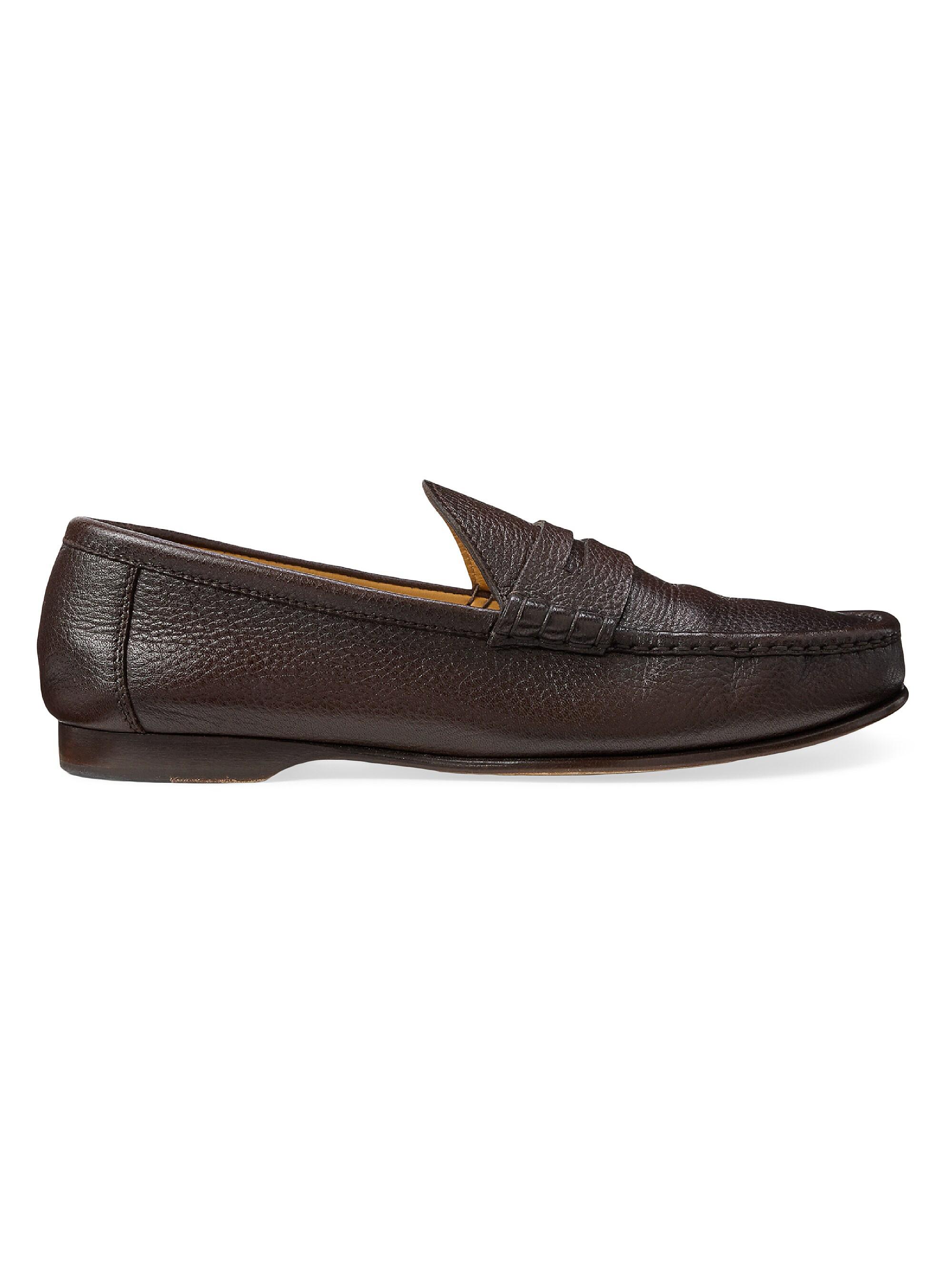 Ralph Lauren Purple Label Men's Chalmers Hand-Burnished Leather Penny Loafers - Luggage Brown