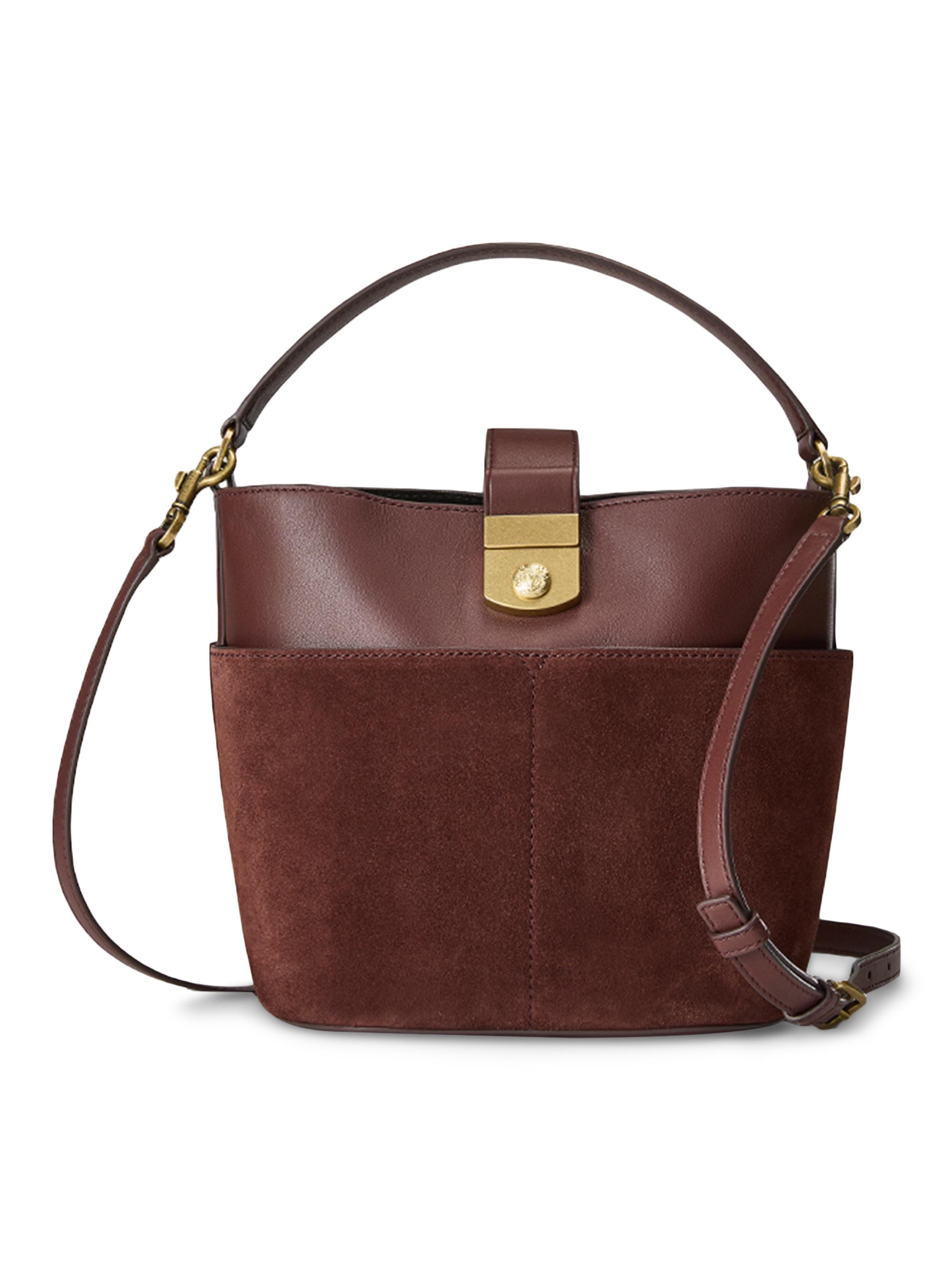 Veronica Beard Women's  Crest Lock Suede Bucket Bag - Pine