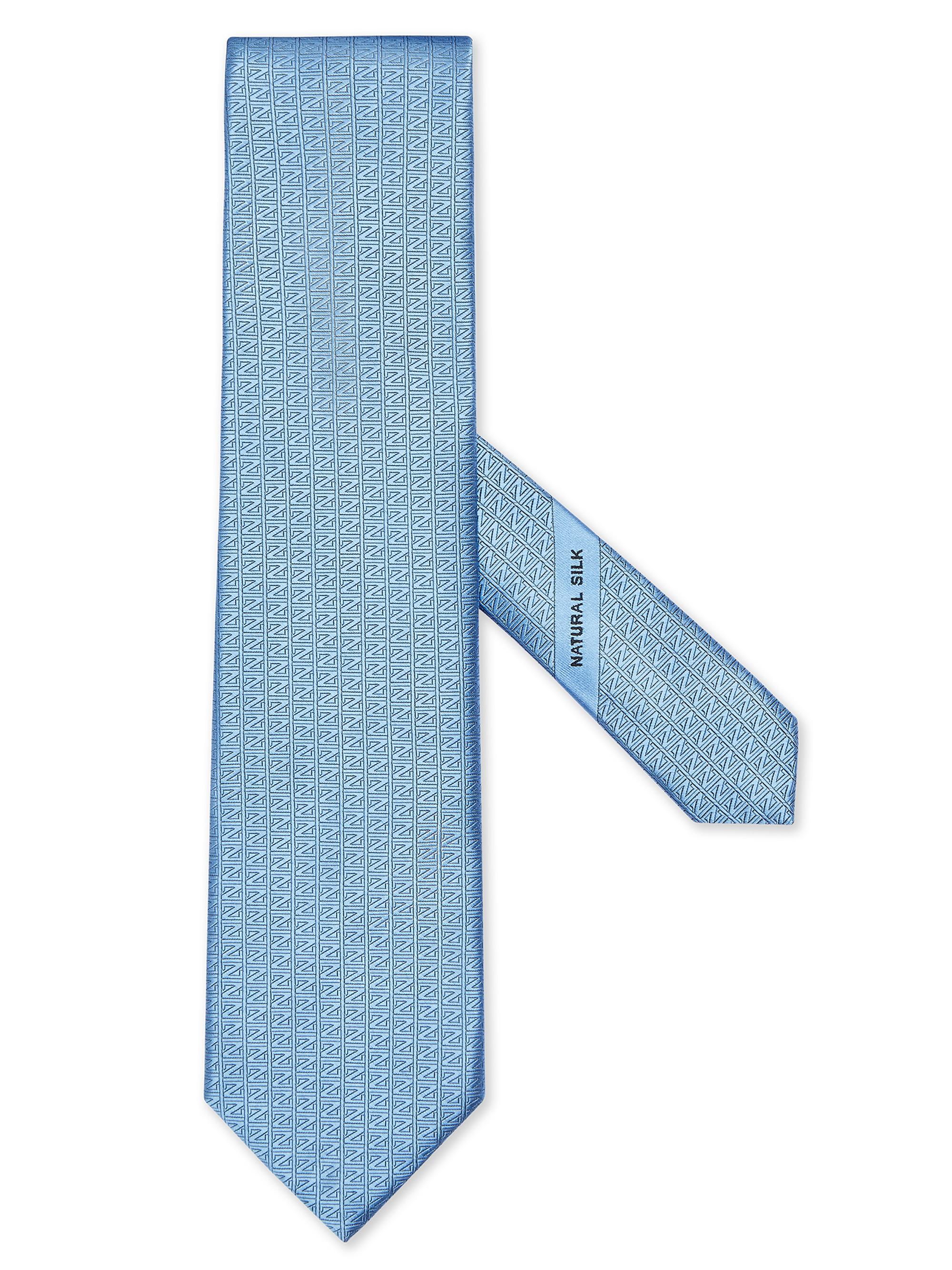 ZEGNA Men's Natural Silk Tie - Light Blue