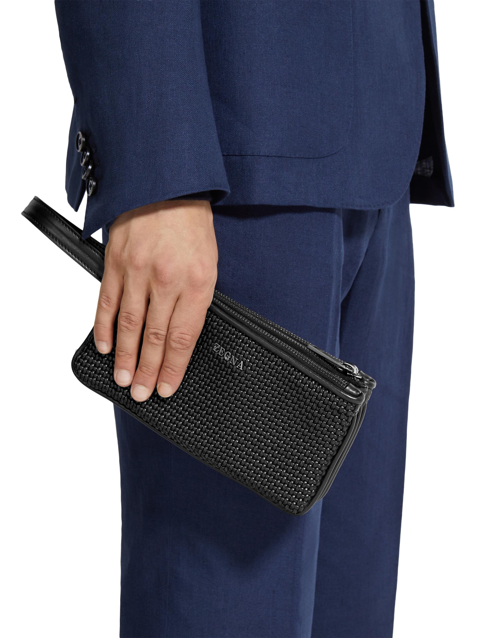 ZEGNA Pelletessuta™ Leather Pouch | Saks Fifth Avenue