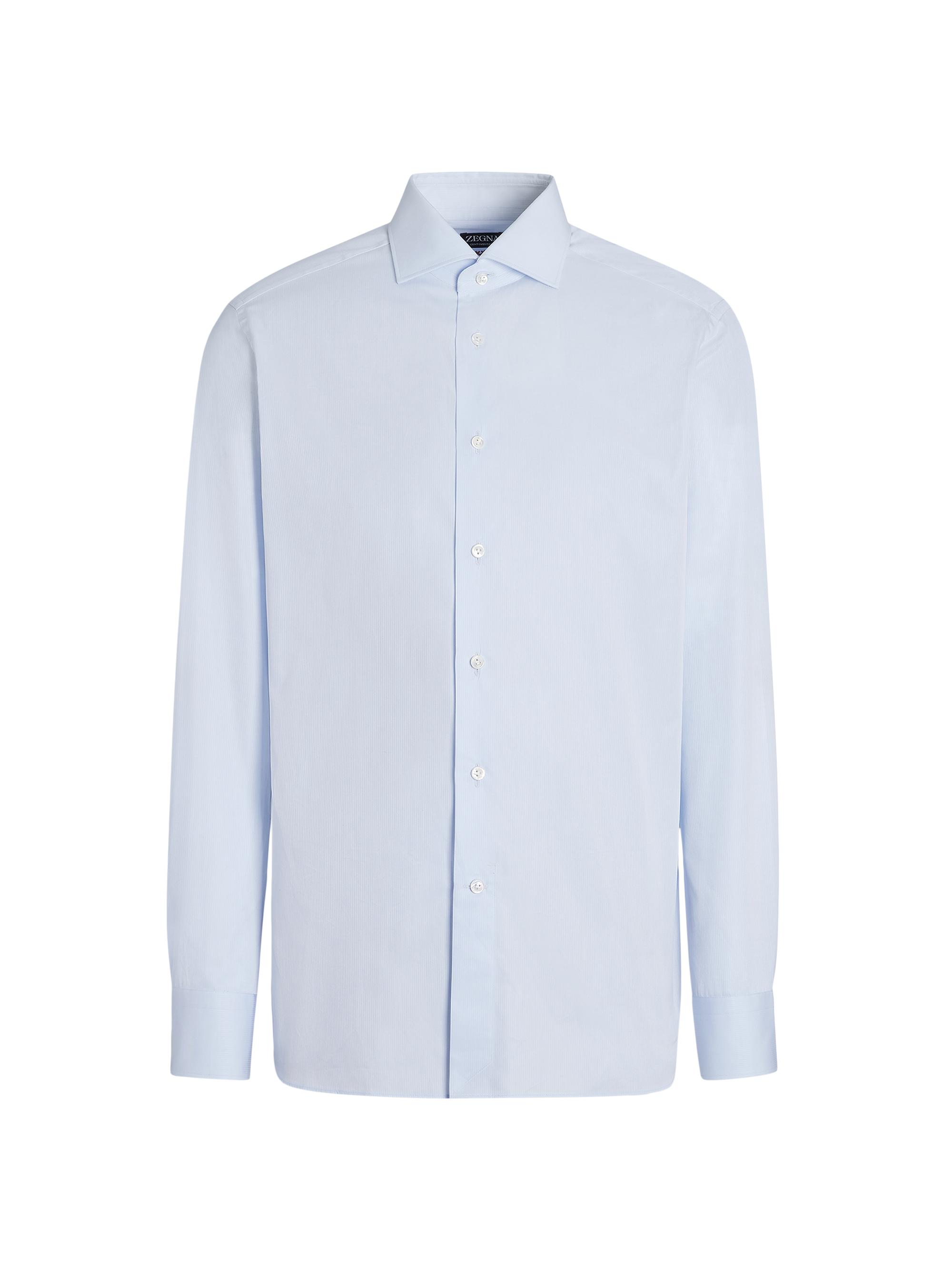 ZEGNA Men's Micro-Striped Centoventimila Cotton Shirt - Light Blue