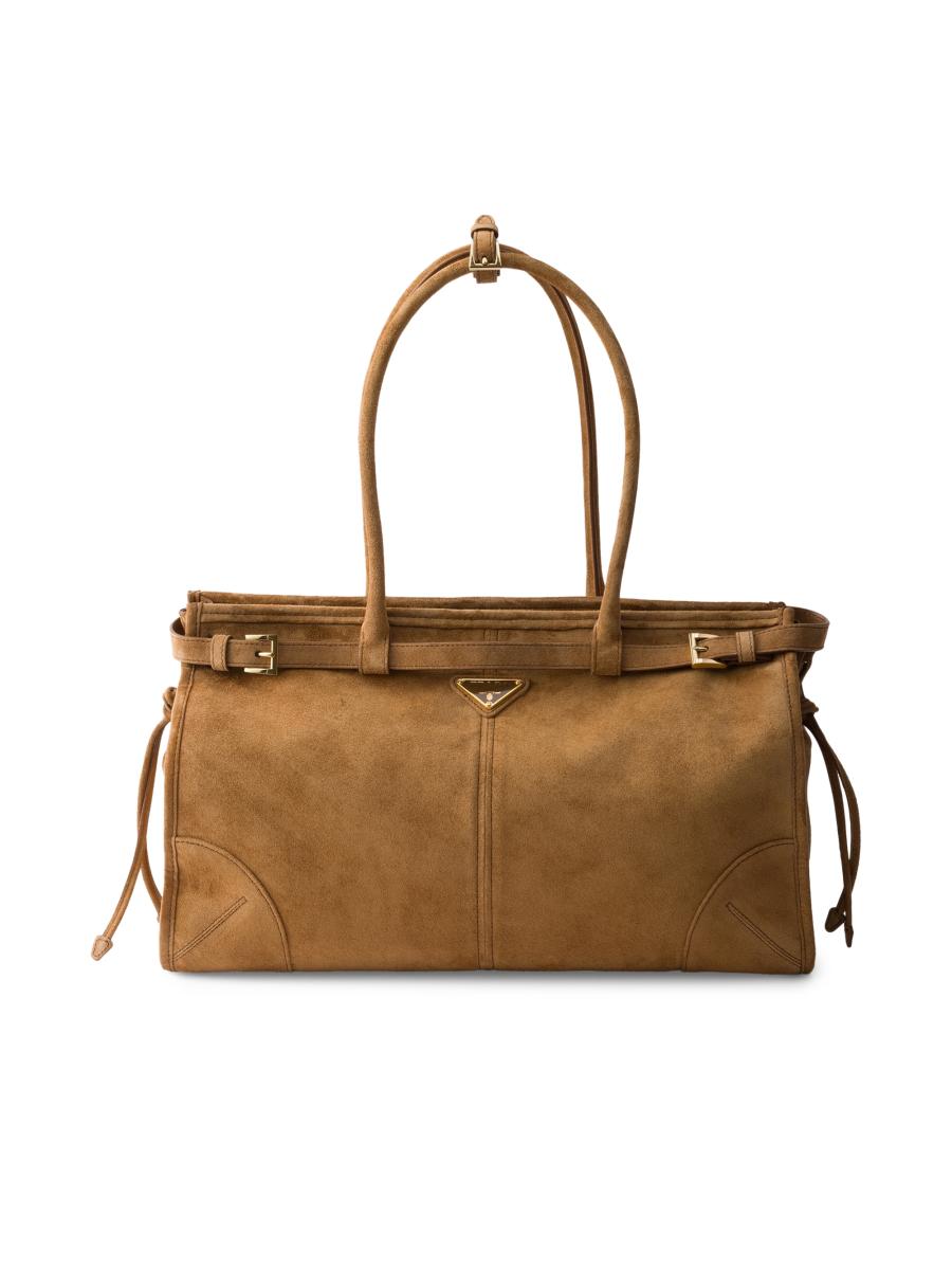 【関税込み】PRADA medium shopping bag in suede Cocoa Brown Medium Suede Tote Bag | PRADA