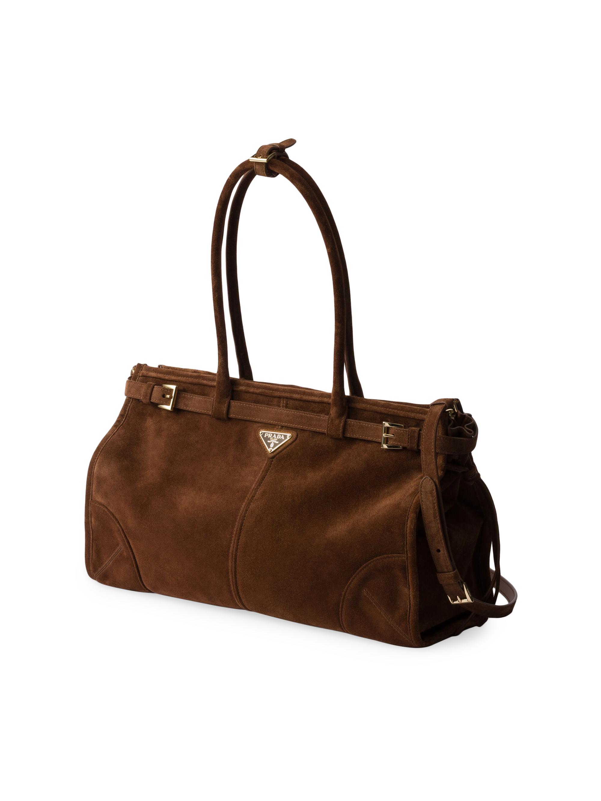 Prada Bonnie Large Suede Top Handle Bag | Saks Fifth Avenue