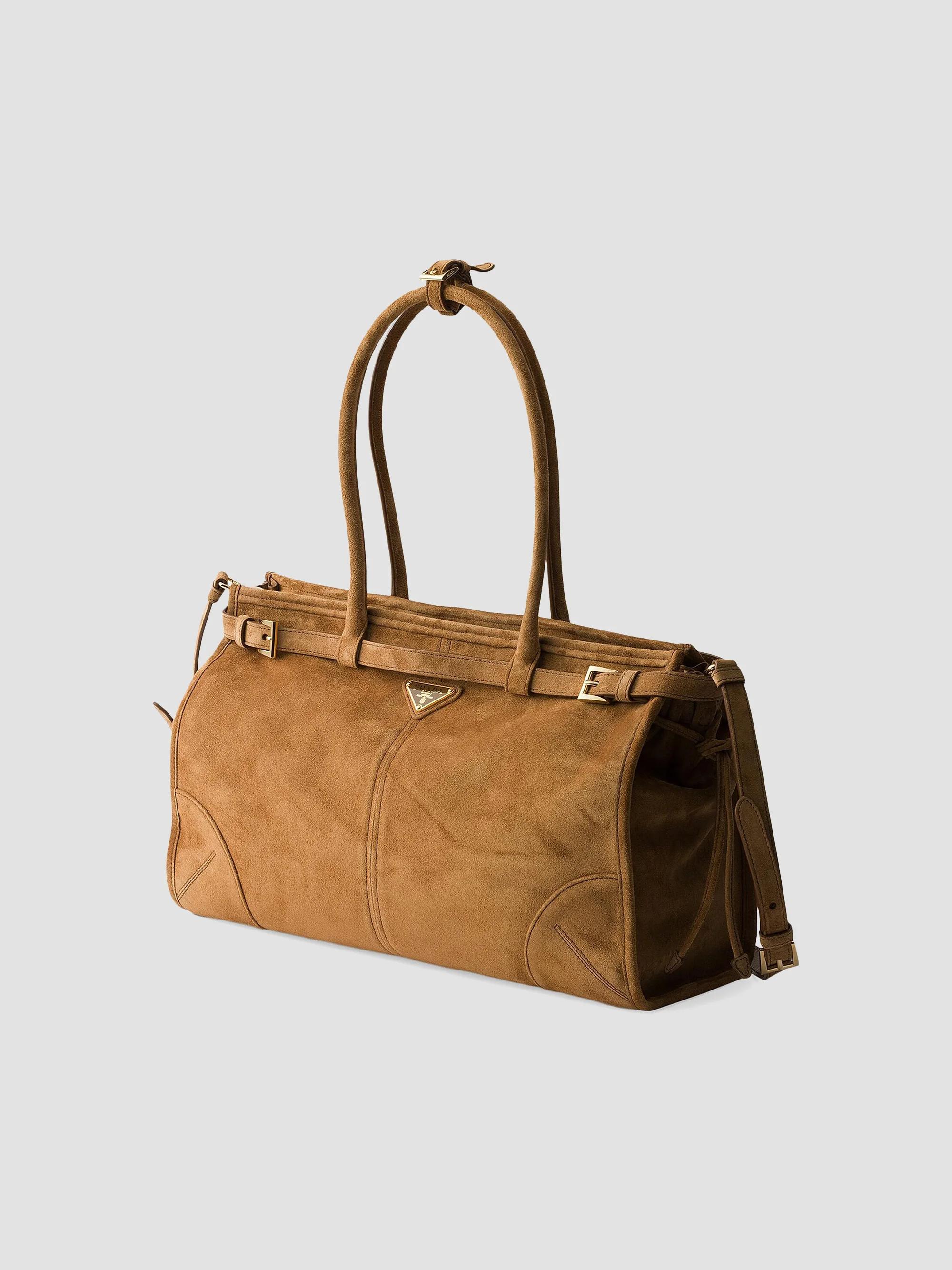 Prada Bonnie Large Suede Top Handle Bag | Saks Fifth Avenue