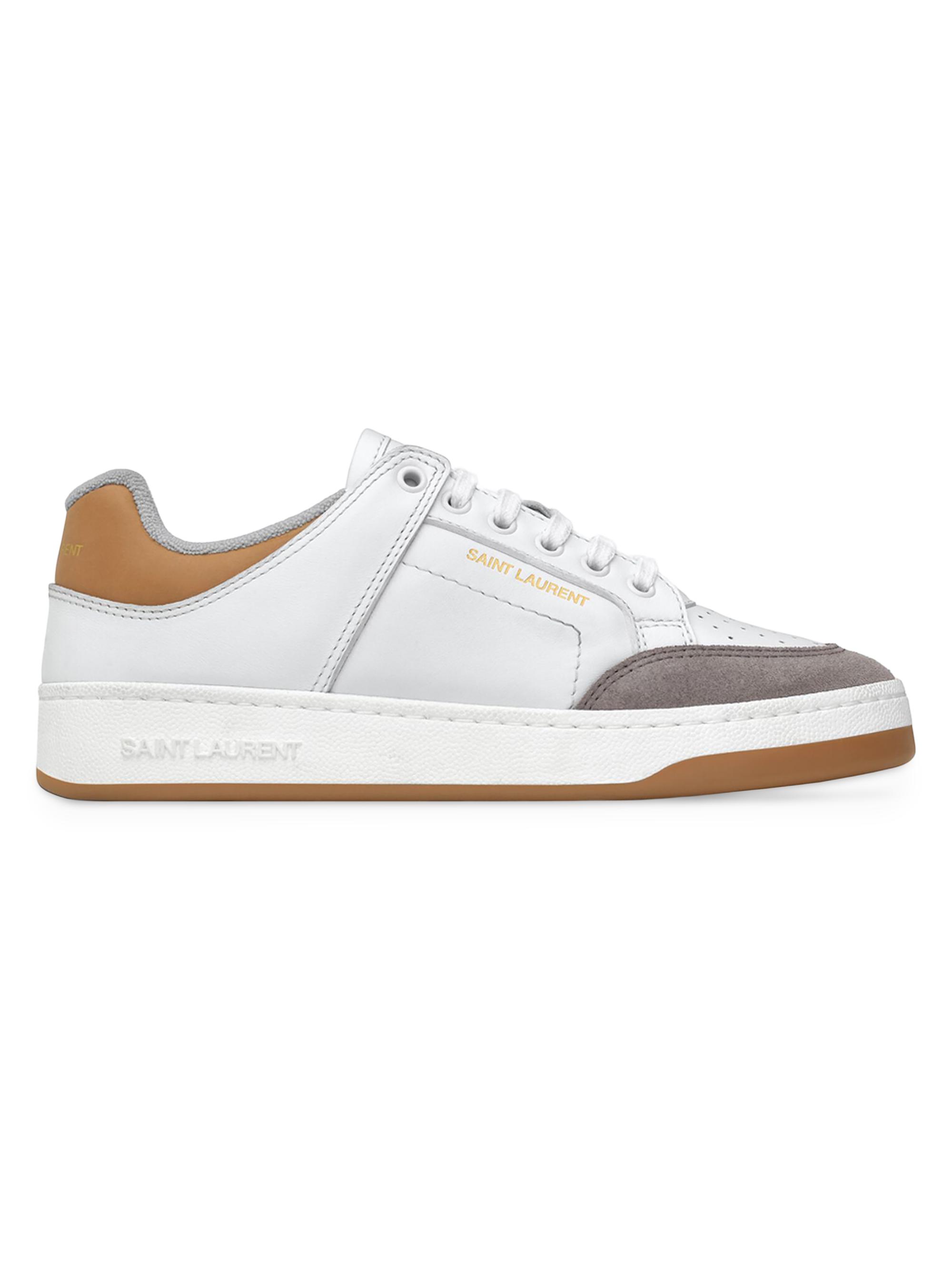 Saint Laurent Women's SL/61 Sneakers in Smooth Leather and Suede - White Brown Gold
