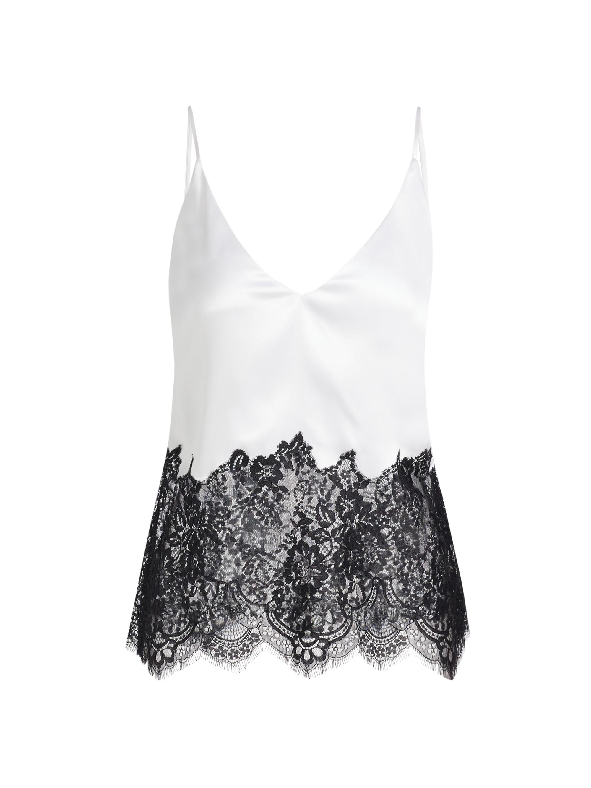 L'AGENCE Women's Bryna Lace Silk Cami - White Black
