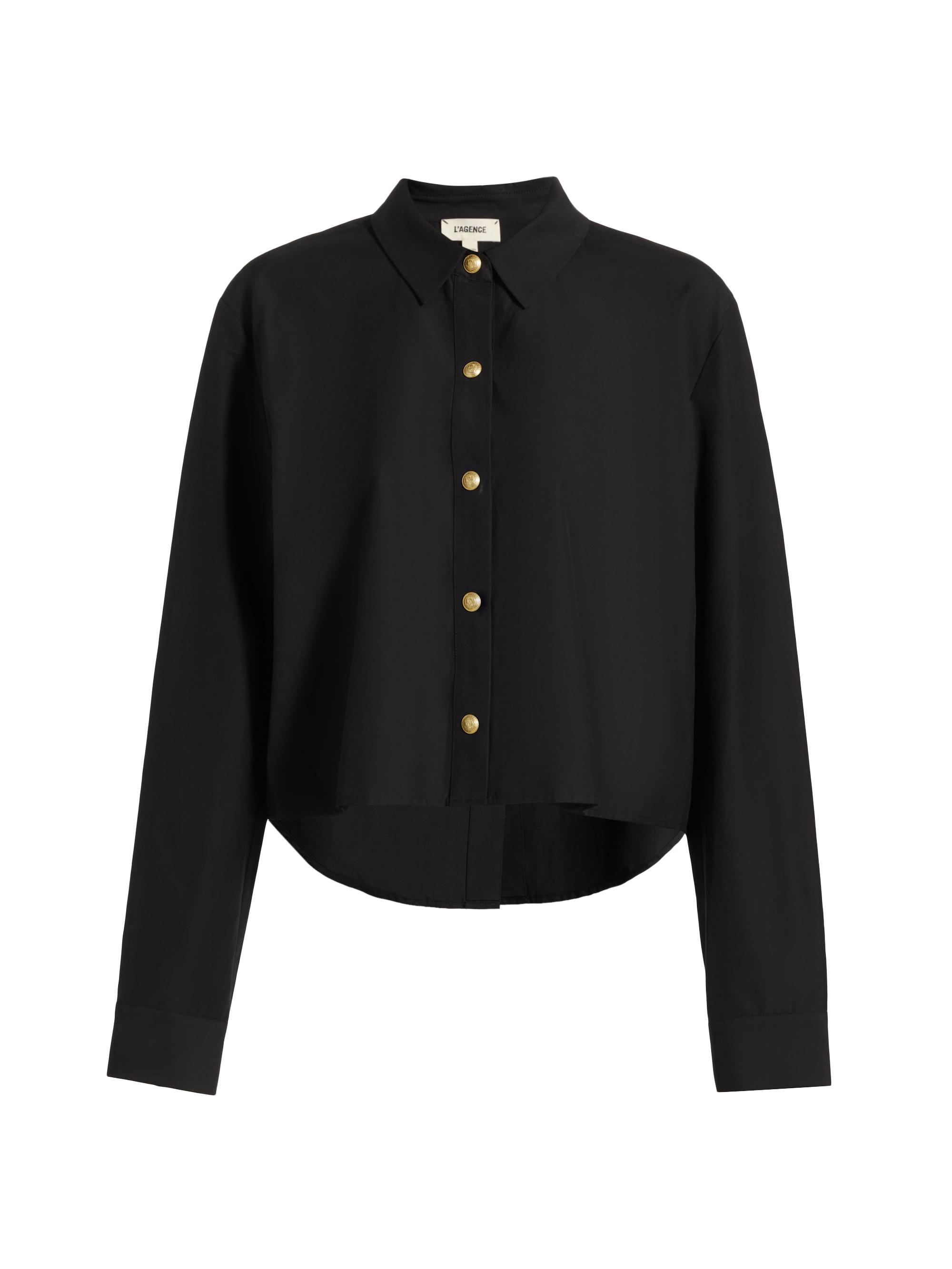 L'AGENCE Women's Cosette Crop High-Low Shirt - Black Gold