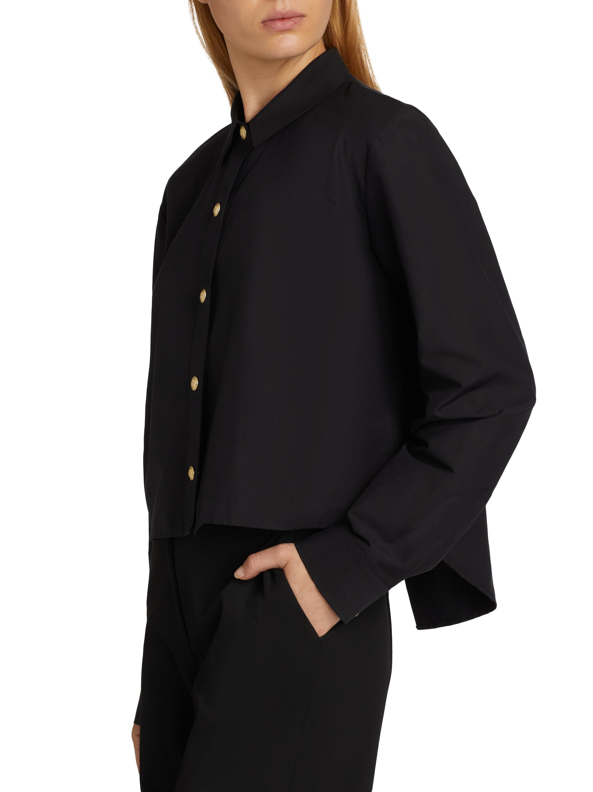L'AGENCE Women's Cosette Crop High-Low Shirt - Black Gold | Thumbnail 4