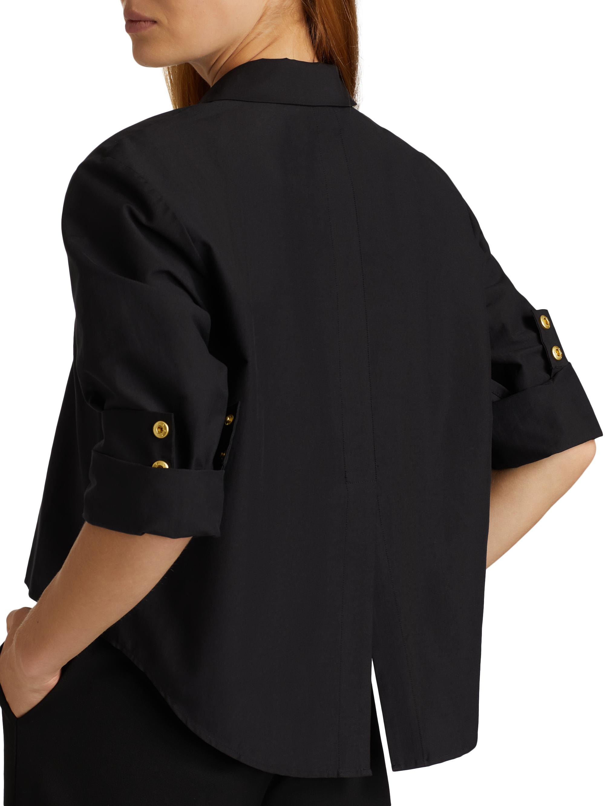 L'AGENCE Women's Cosette Crop High-Low Shirt - Black Gold | Thumbnail 6