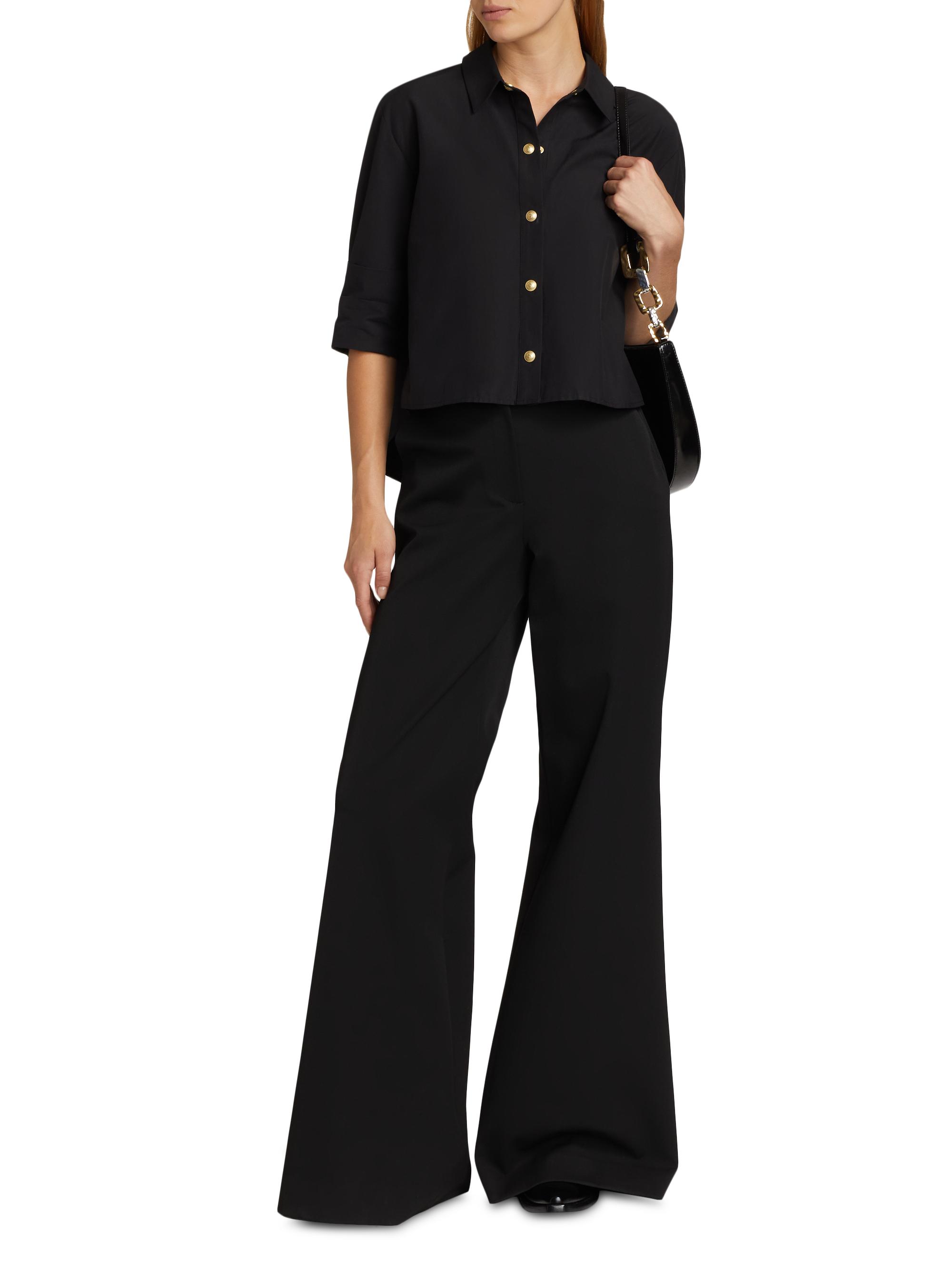 L'AGENCE Women's Cosette Crop High-Low Shirt - Black Gold | Thumbnail 2
